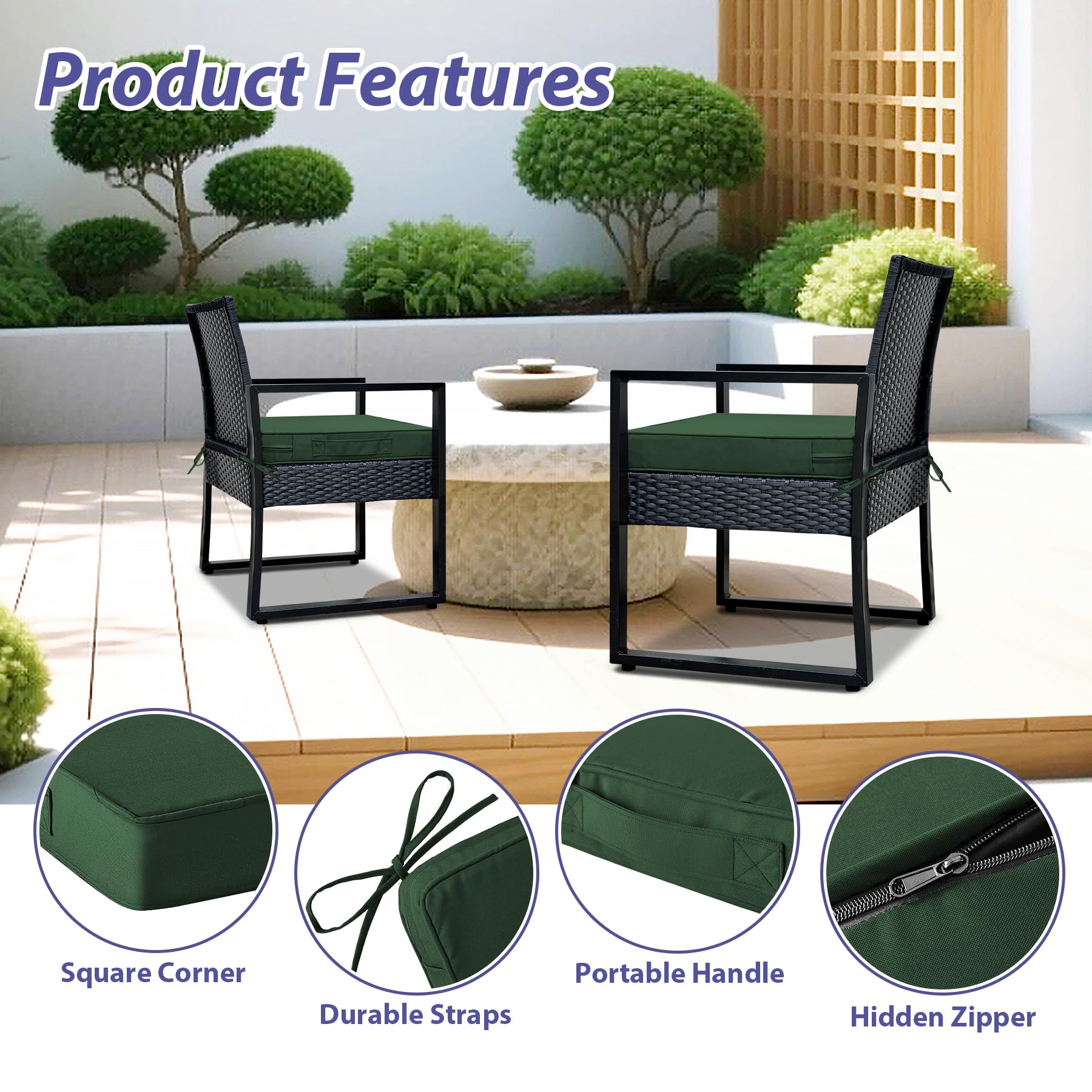 IPYNBAP attached ties and handle on cushion for secure fastening and easy carrying