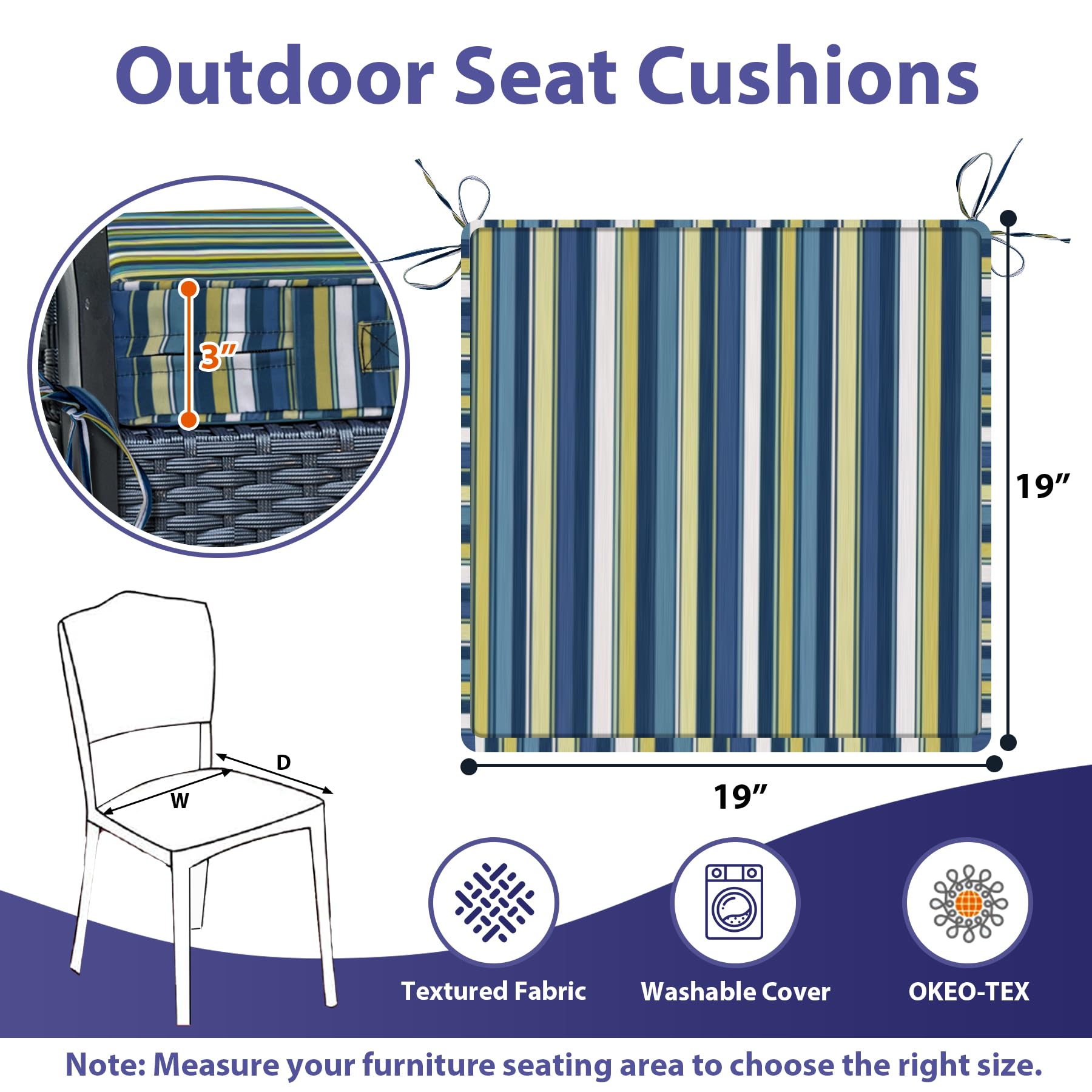 IPYNBAP tied cushion secured to chair back showing stable placement and wind resistance