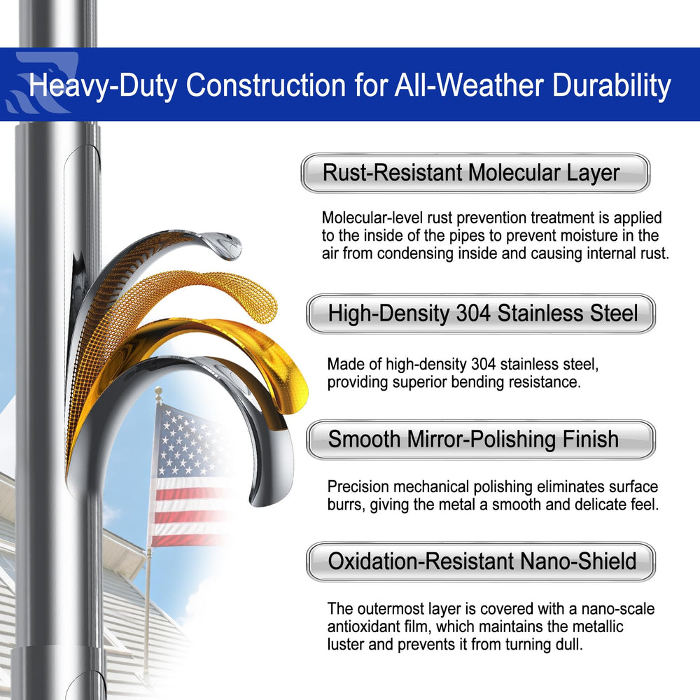 irbrisu fully assembled 6ft metal pole showing sturdy, rust-resistant outdoor construction