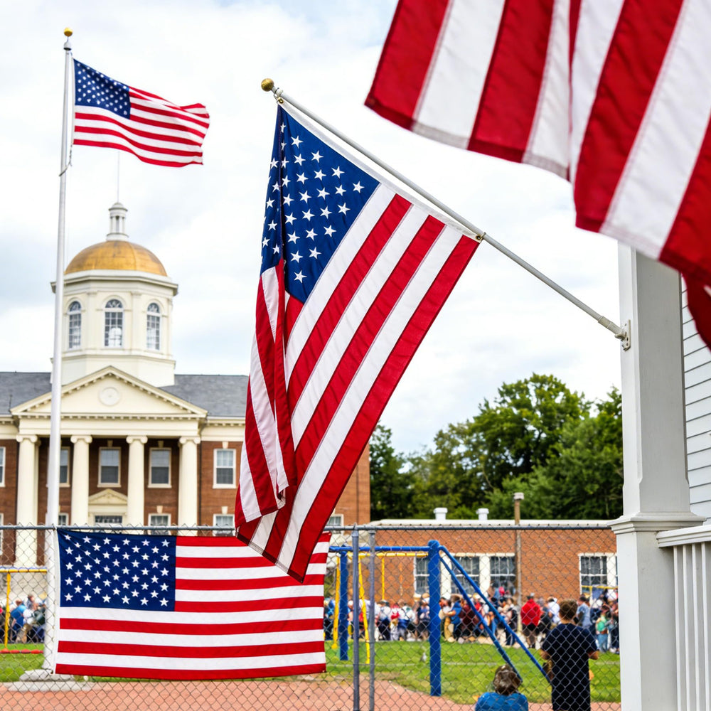 irbrisu flag displayed on patio creating patriotic outdoor ambiance