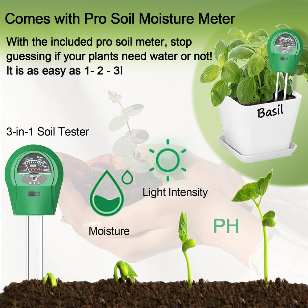 iRealgarden moisture meter closeup showing easy watering guidance benefit