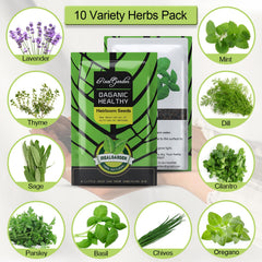iRealgarden seed packets arranged to show ten non‑GMO varieties benefit