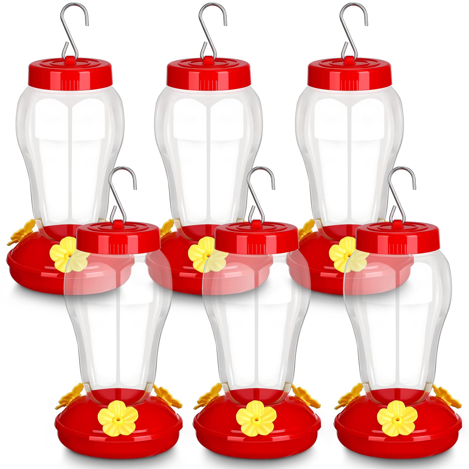 Irenare front view feeder showing bright red top attracting birds