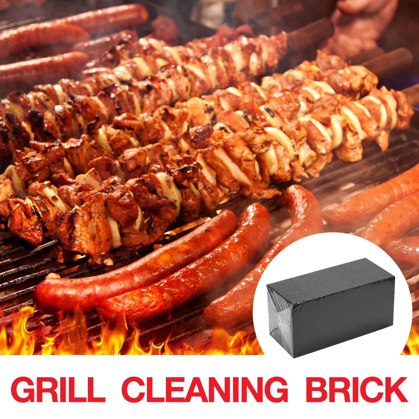 Irenare brick scraping a BBQ grate removing carbon buildup effectively