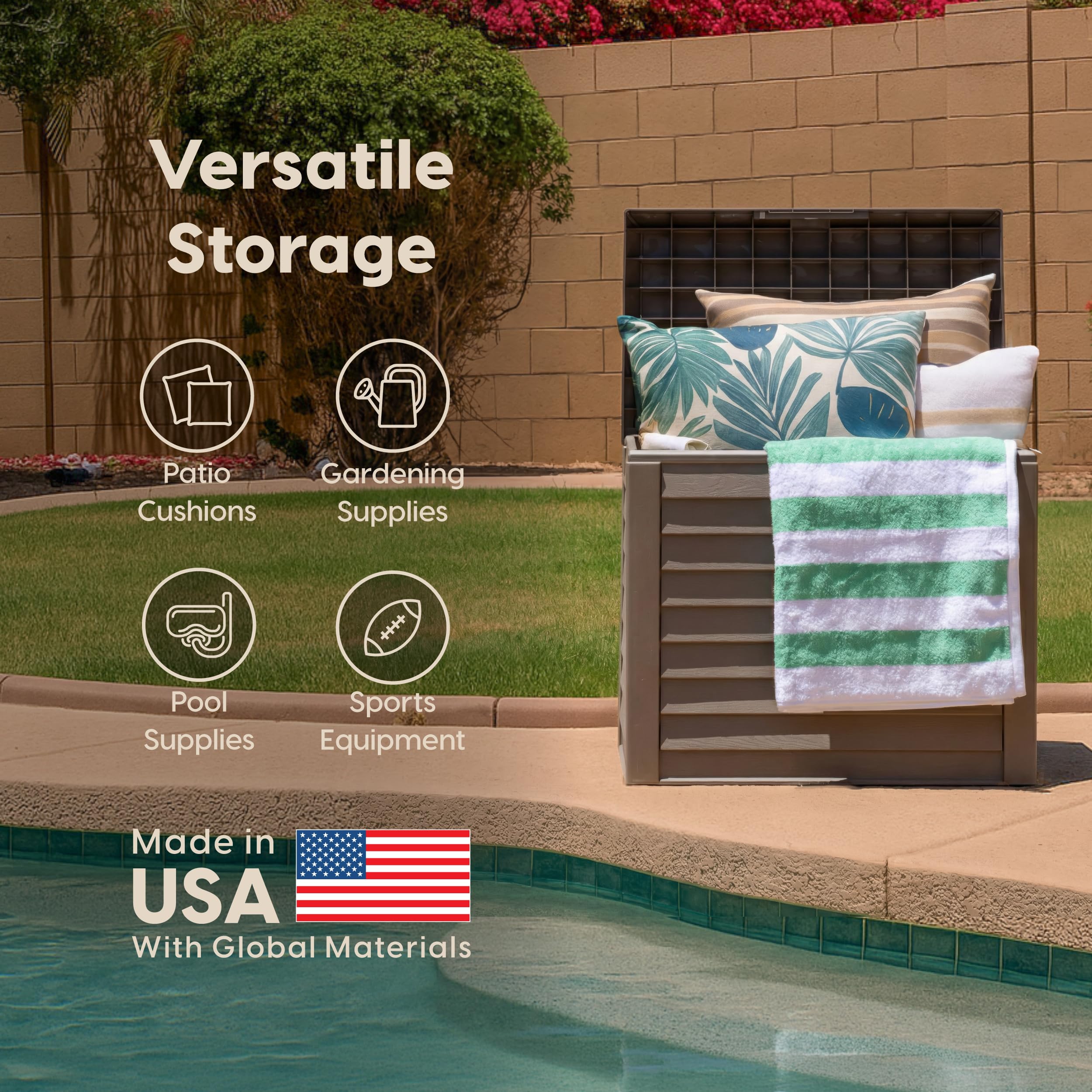 IRIS USA on patio staged with plants to show decor-friendly design