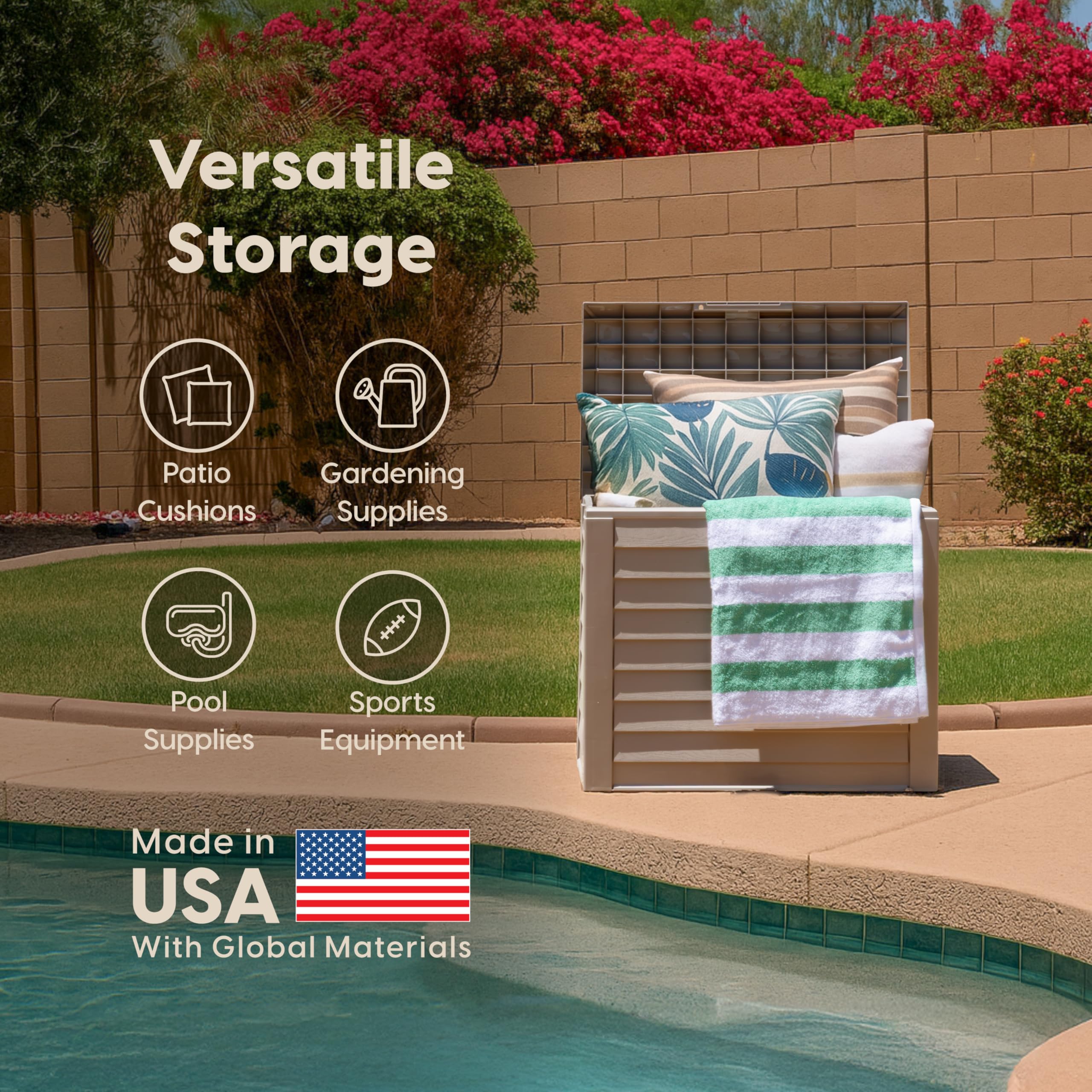 IRIS USA next to cushions to show scale and practical storage benefit