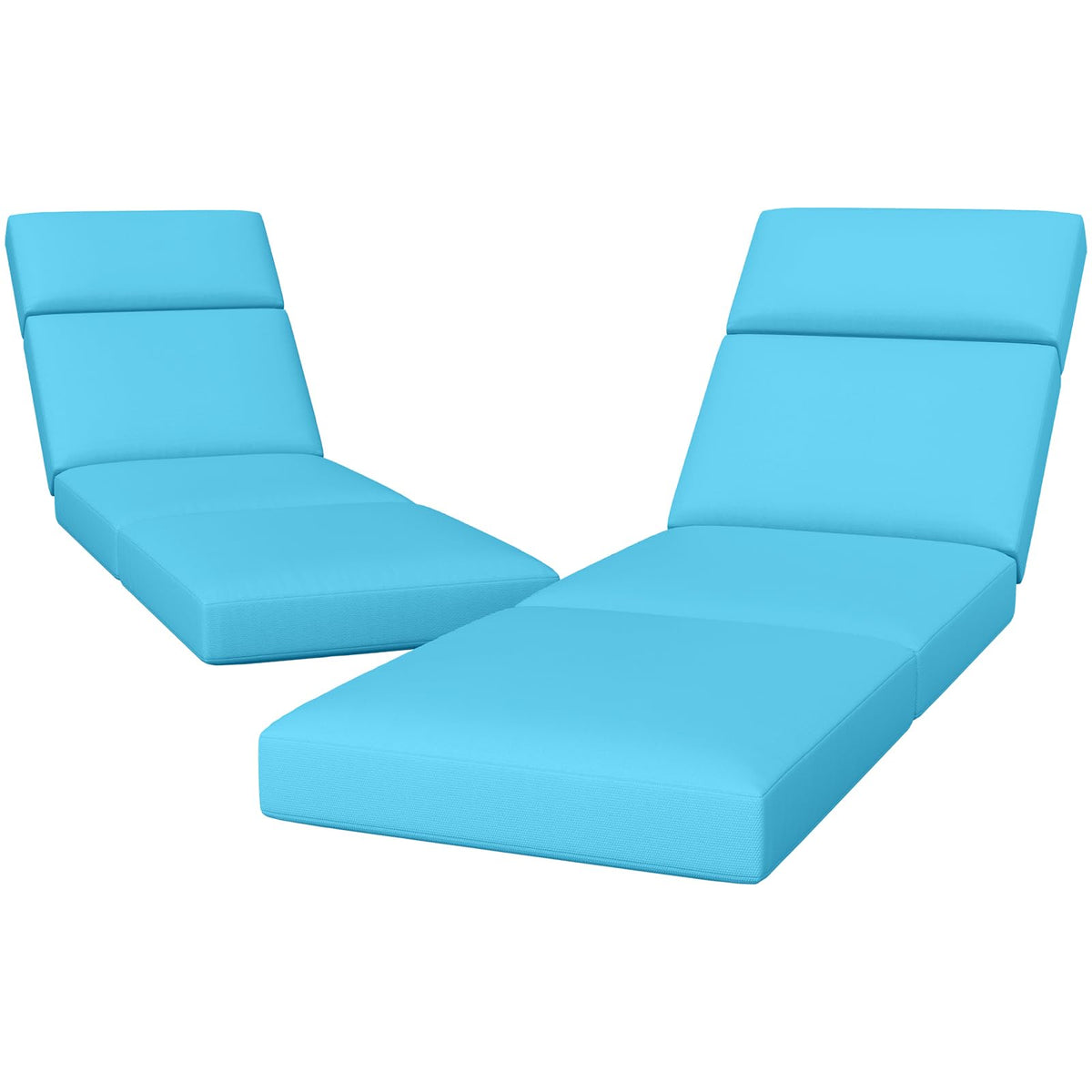 Iristykilin front view of chaise cushions showing full-length coverage and ready-to-use comfort
