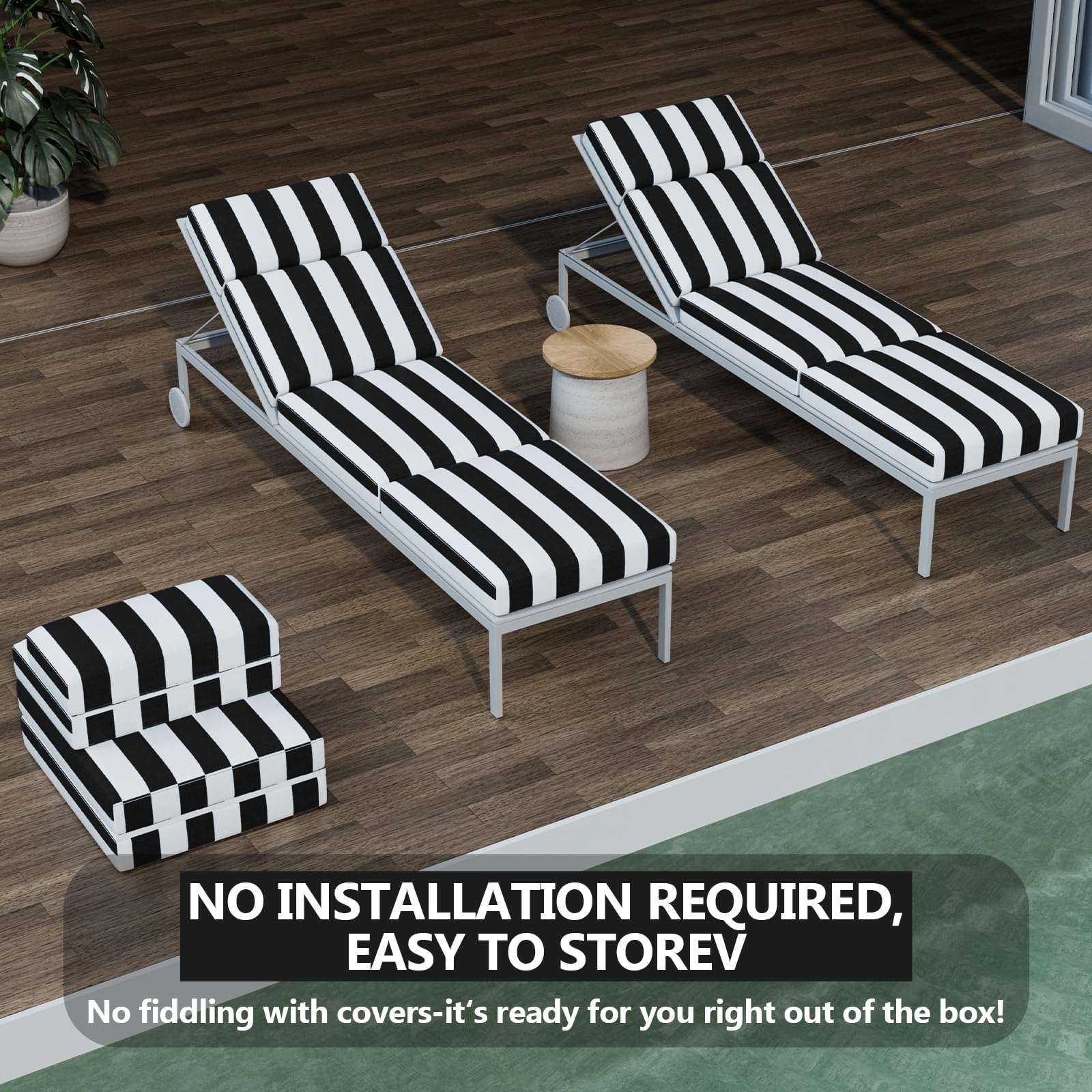 Iristykilin folded cushion stored compactly for easy offseason storage