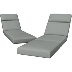 Iristykilin front view of two chaise cushions showing full-length coverage and neat seams, improves patio comfort