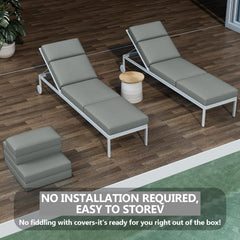 Iristykilin chaise cushion in use on a patio lounger with sunlight, provides thicker supportive comfort outdoors
