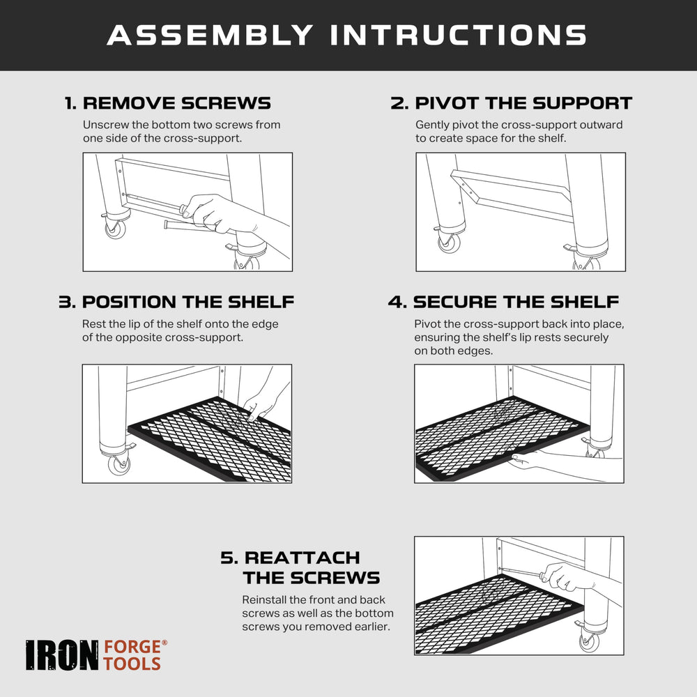 Iron Forge Tools shelf in backyard lifestyle scene providing organized grill setup