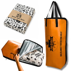 Iron Grillers front view of 24-inch BBQ blanket showing roomy fit and protection