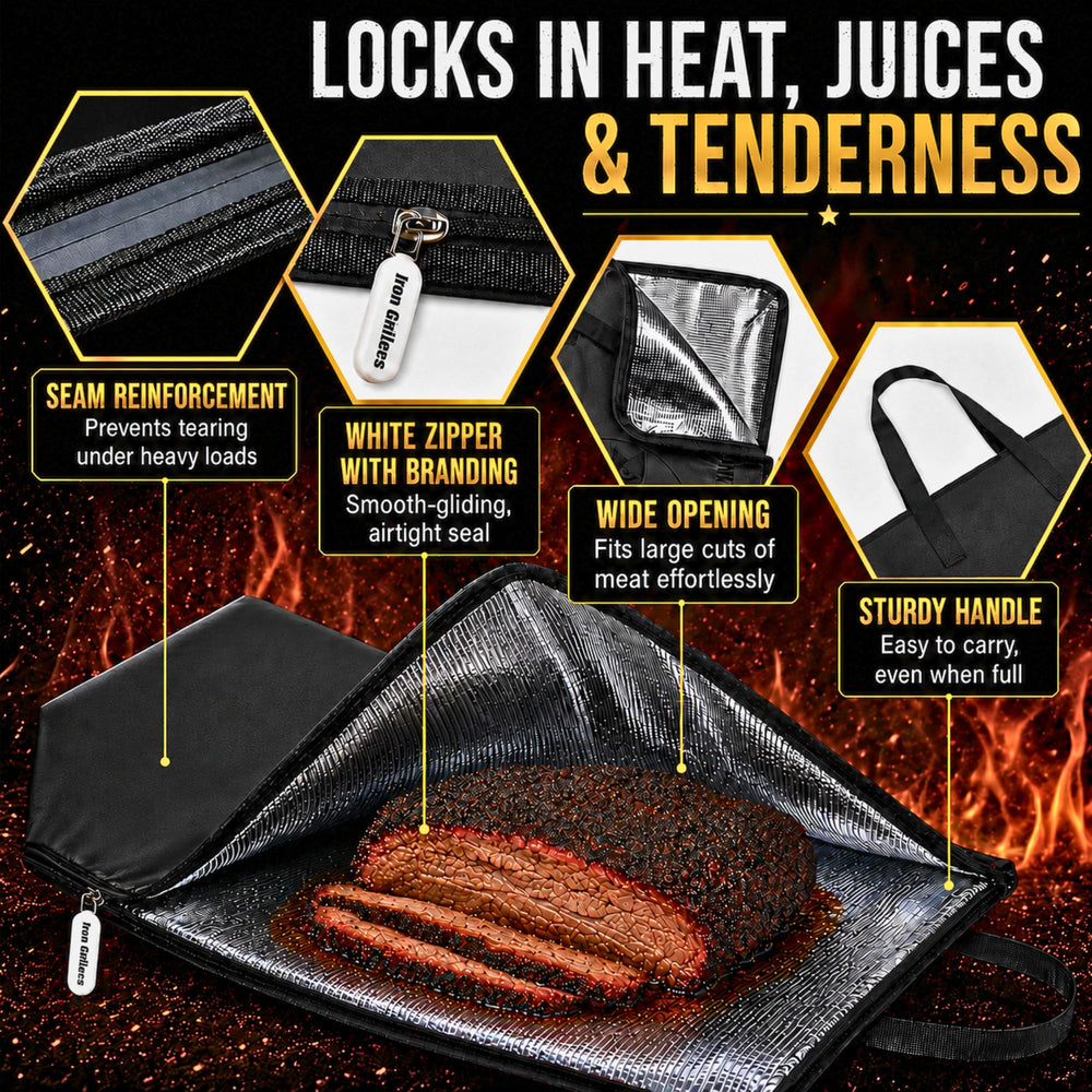 Iron Grillers insulation close-up showing triple-layer foil for superior heat retention