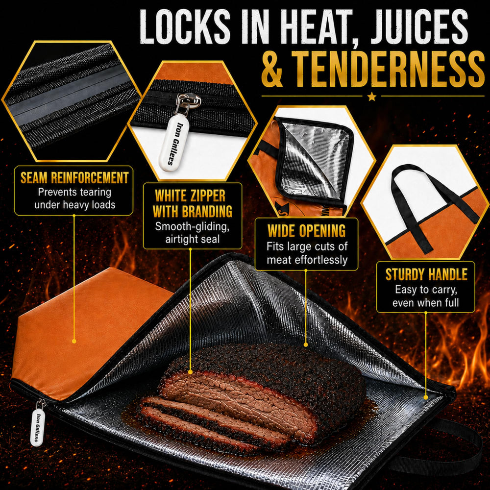 Iron Grillers close-up of triple-layer insulation for superior heat retention