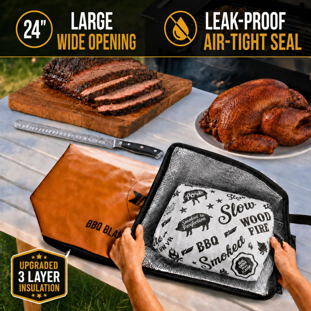 Iron Grillers wide-mouth opening detail for safe, spill-free meat transfer