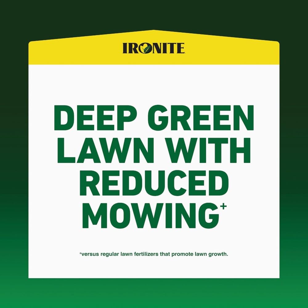 Close view of Ironite product label highlighting formula 1-0-0 and usage directions for safe application