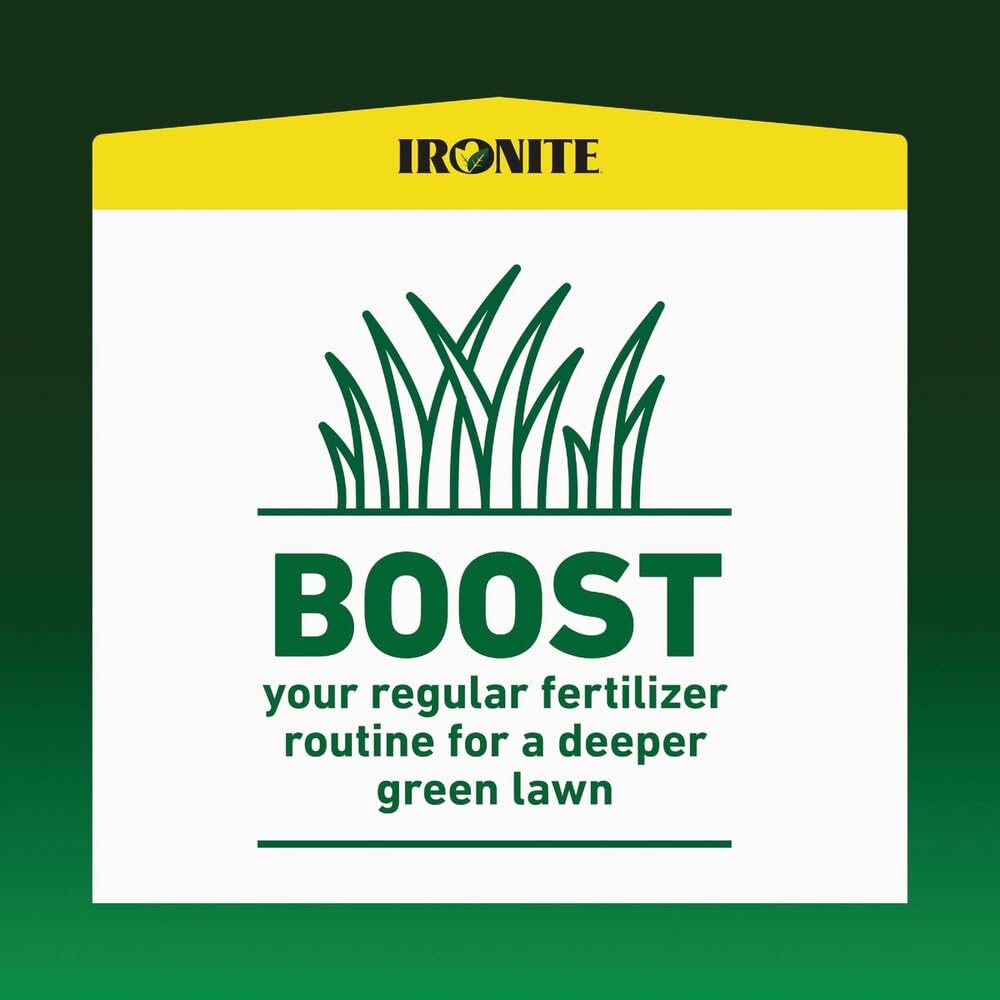 Comparison of lawn before and after Ironite showing deeper green color without excessive growth