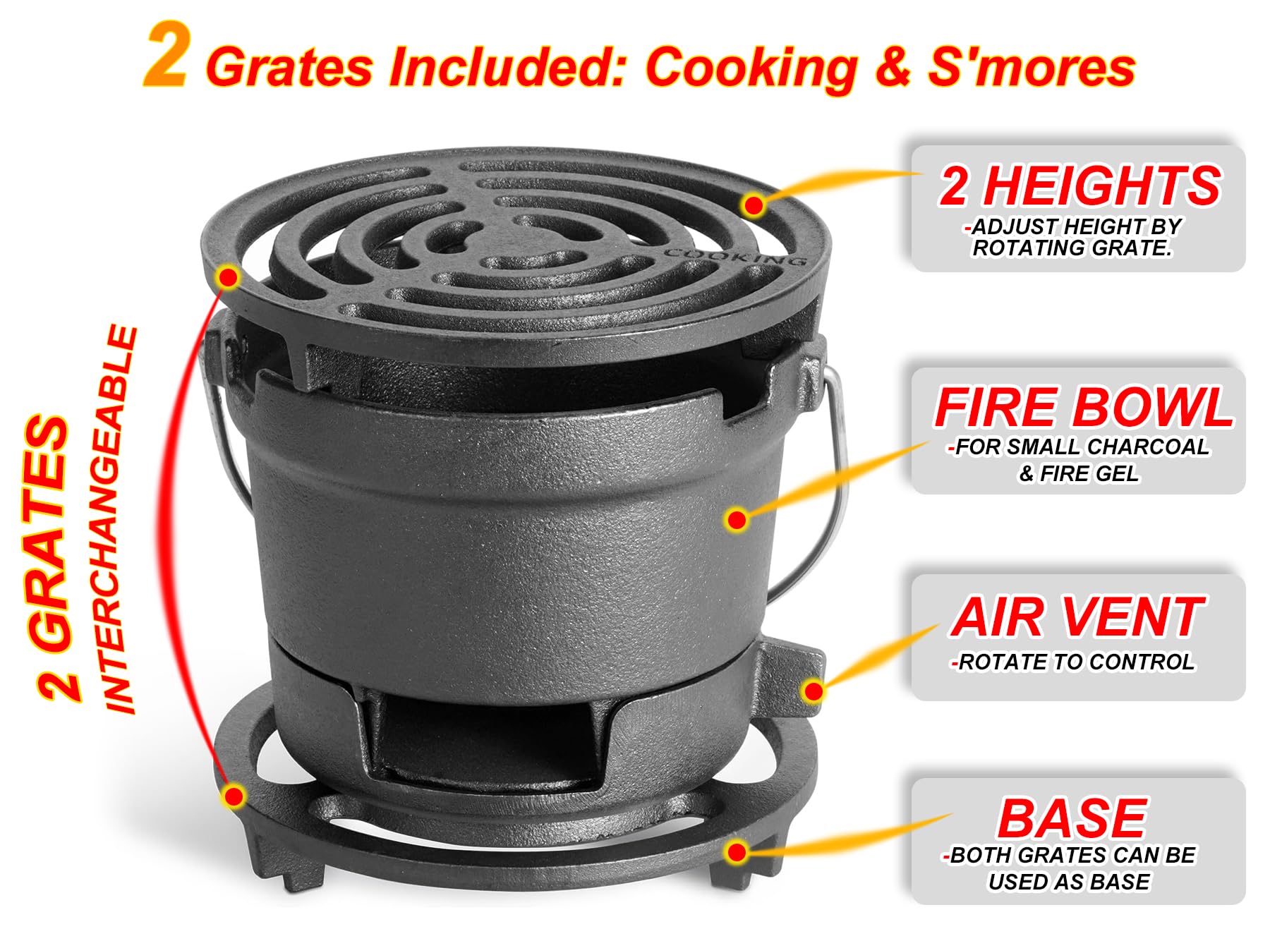 IronMaster hibachi in a campsite setting grilling meat and vegetables, delivers high heat