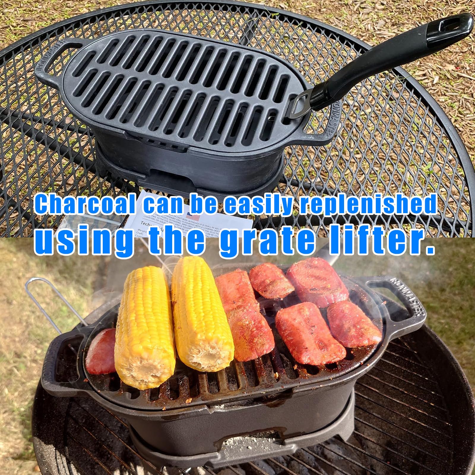 IRONMAX cooking grate closeup highlighting even grates and searing capability for better results