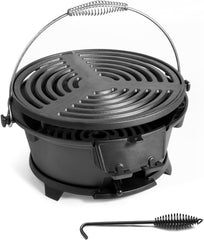 IRONMAX front view showing compact cast iron hibachi and sturdy legs benefit portability