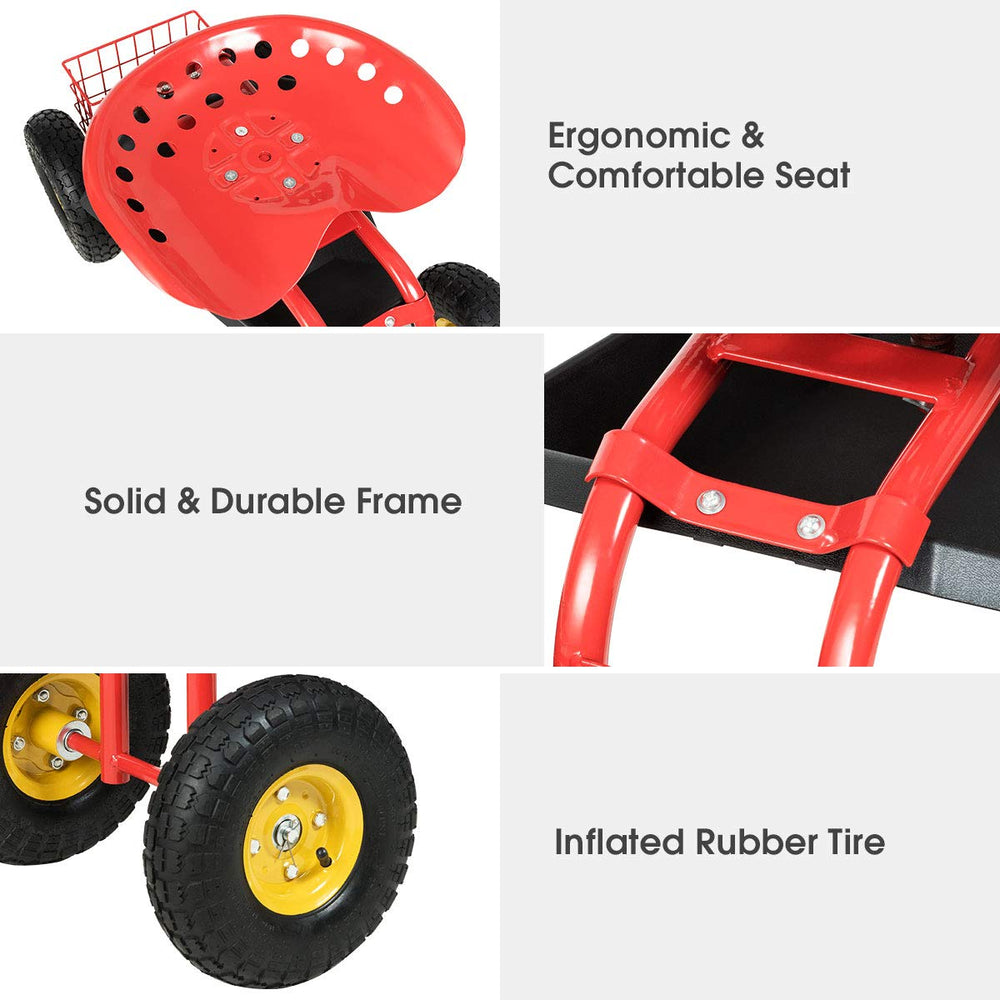 IRONMAX rear metal basket holding tools showing convenient access benefit: keeps tools nearby