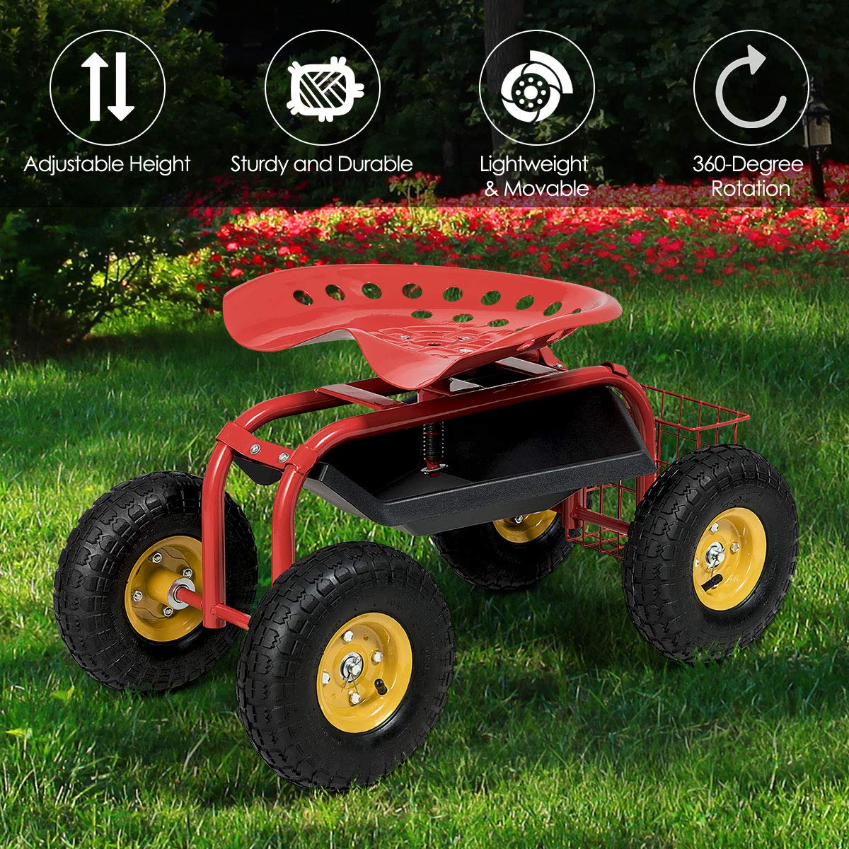 IRONMAX cart next to hand tools showing scale benefit: compact yet heavy-duty capacity