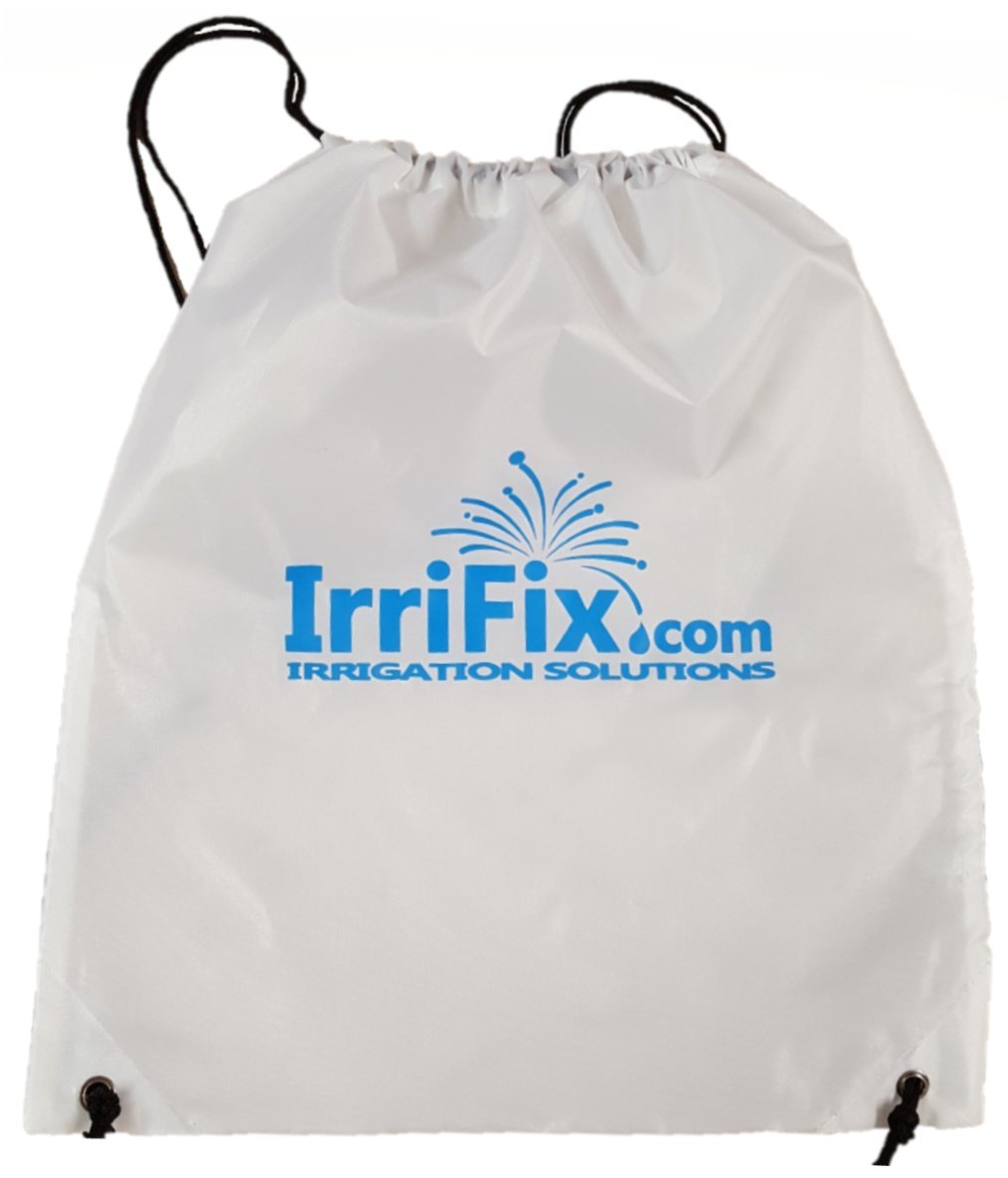 IrriFix Maxi-Paw inlet connection detail showing 1/2" side and 3/4" bottom options