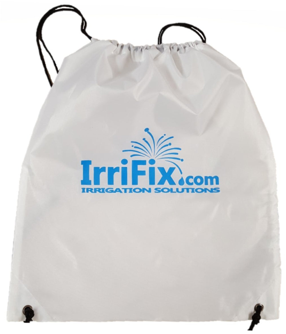 IrriFix Maxi-Paw inlet connection detail showing 1/2" side and 3/4" bottom options