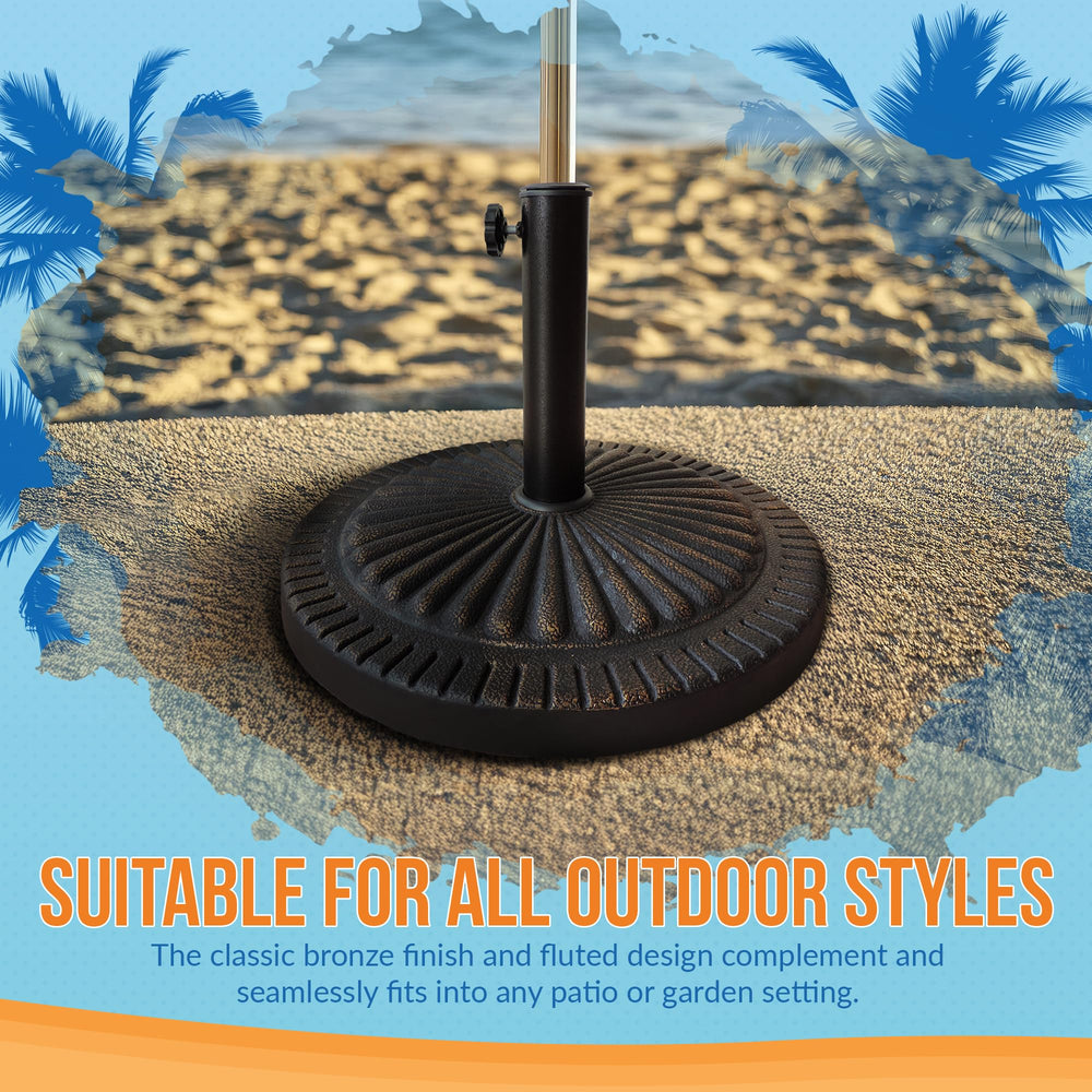 Island Umbrella dimension label and scale showing footprint and measurement clarity