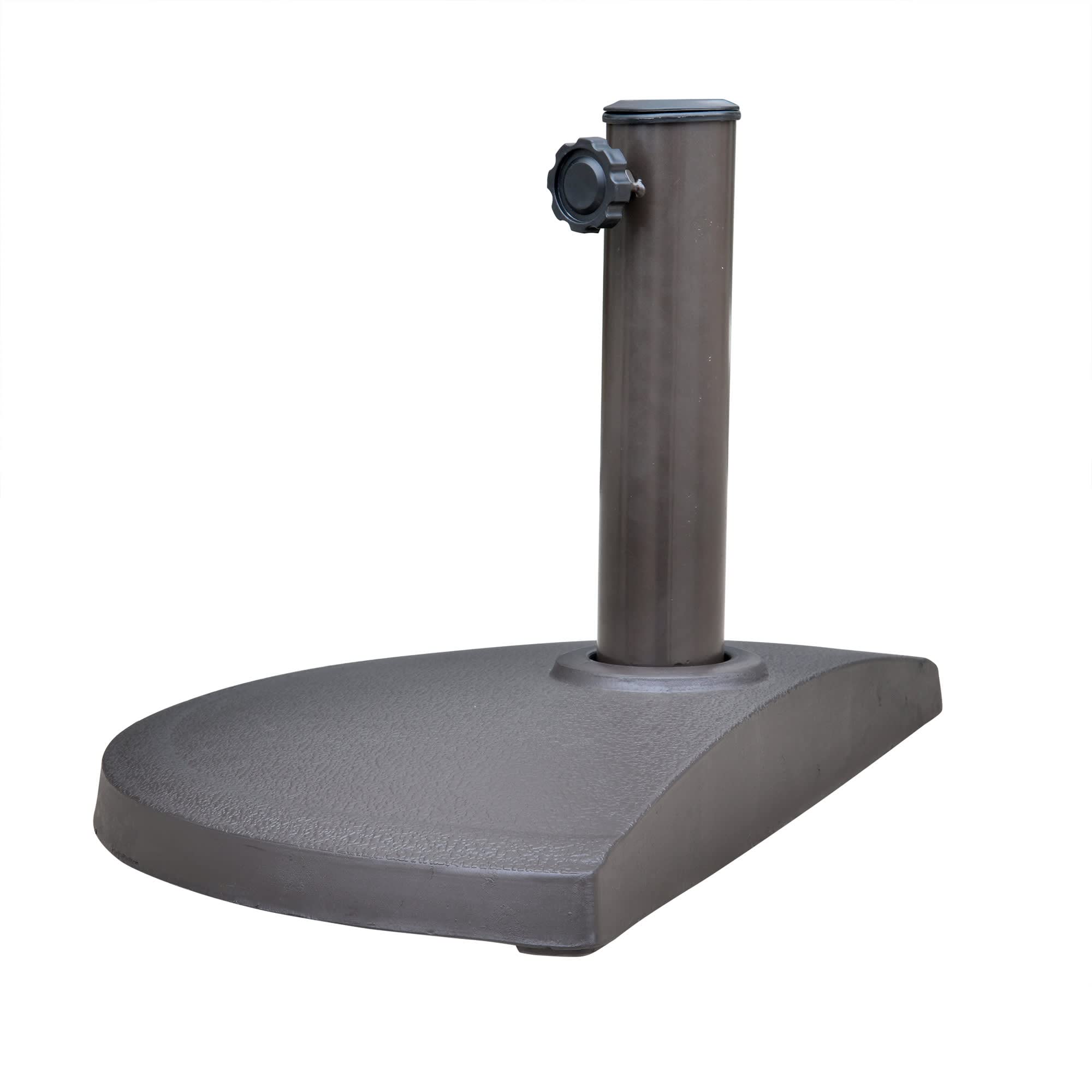 Island Umbrella under-table placement showing compact fit and practical scale