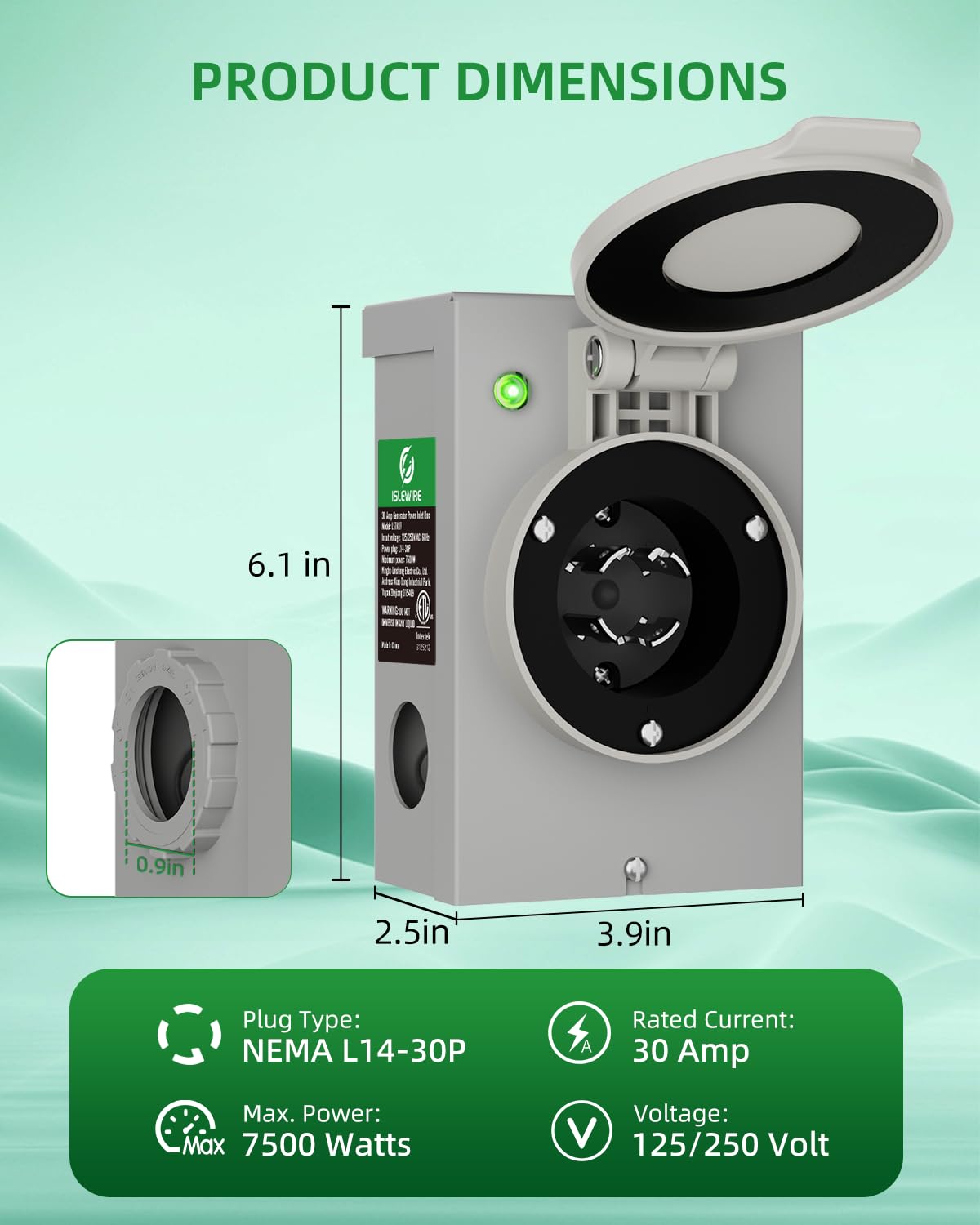 islewire next to tape measure for scale to show compact footprint