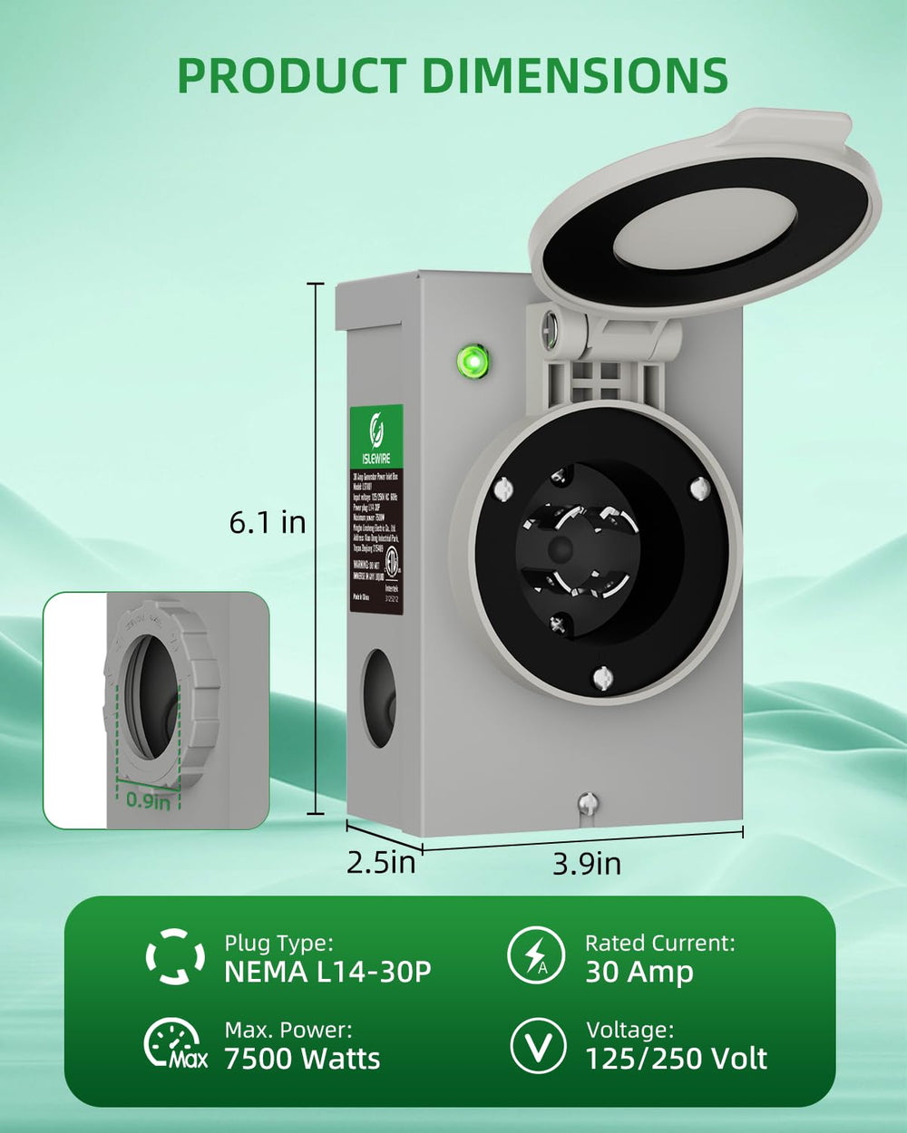 islewire next to tape measure for scale to show compact footprint