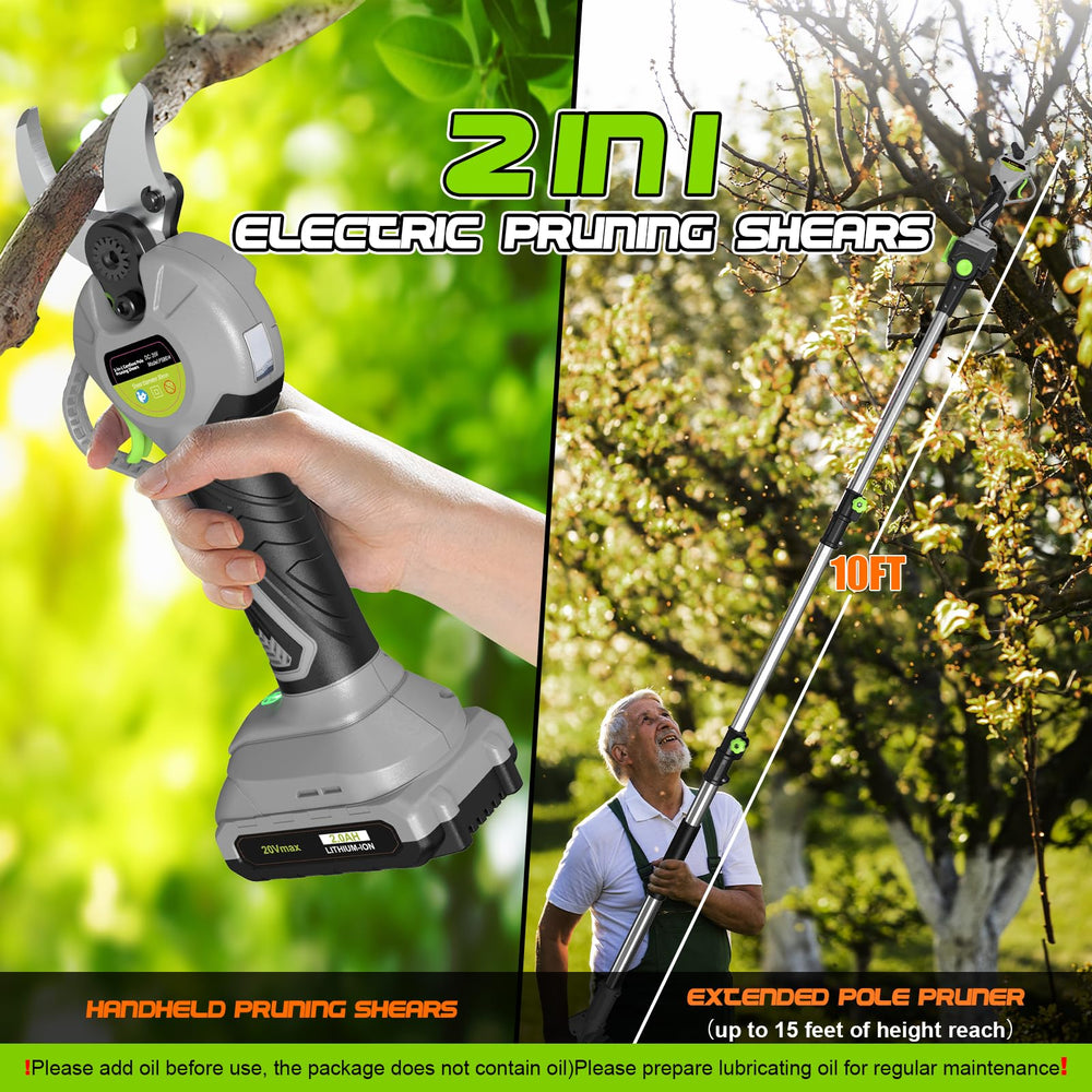 ITEFDTUTNE extended pole full length demonstrating reach to high branches and ladder-free trimming