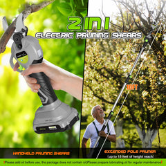 ITEFDTUTNE extended pole full length demonstrating reach to high branches and ladder-free trimming