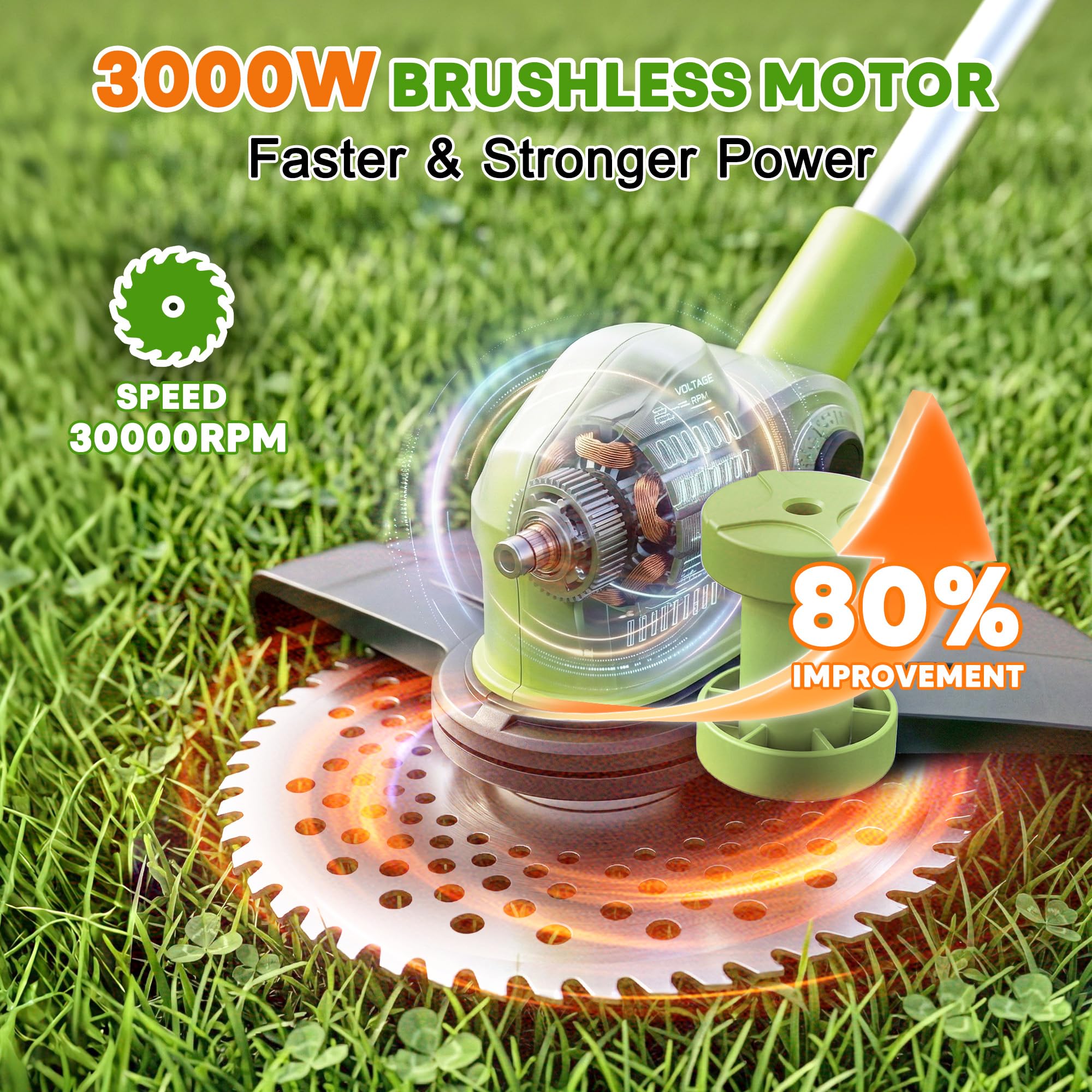 iToolMax flat metal blade removing dense weeds with efficient power