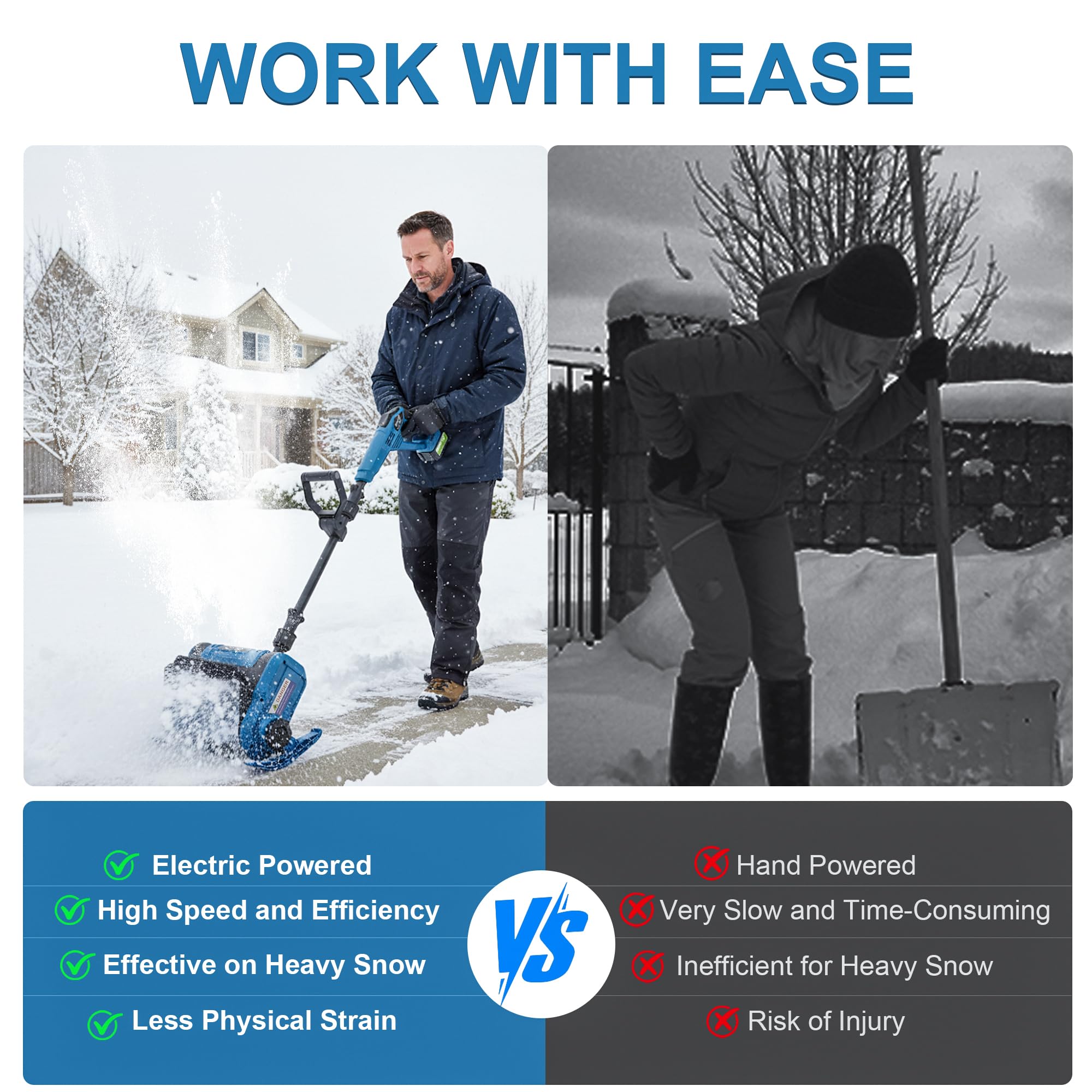 iToolMax in use on steps clearing snow quickly and safely on narrow surfaces