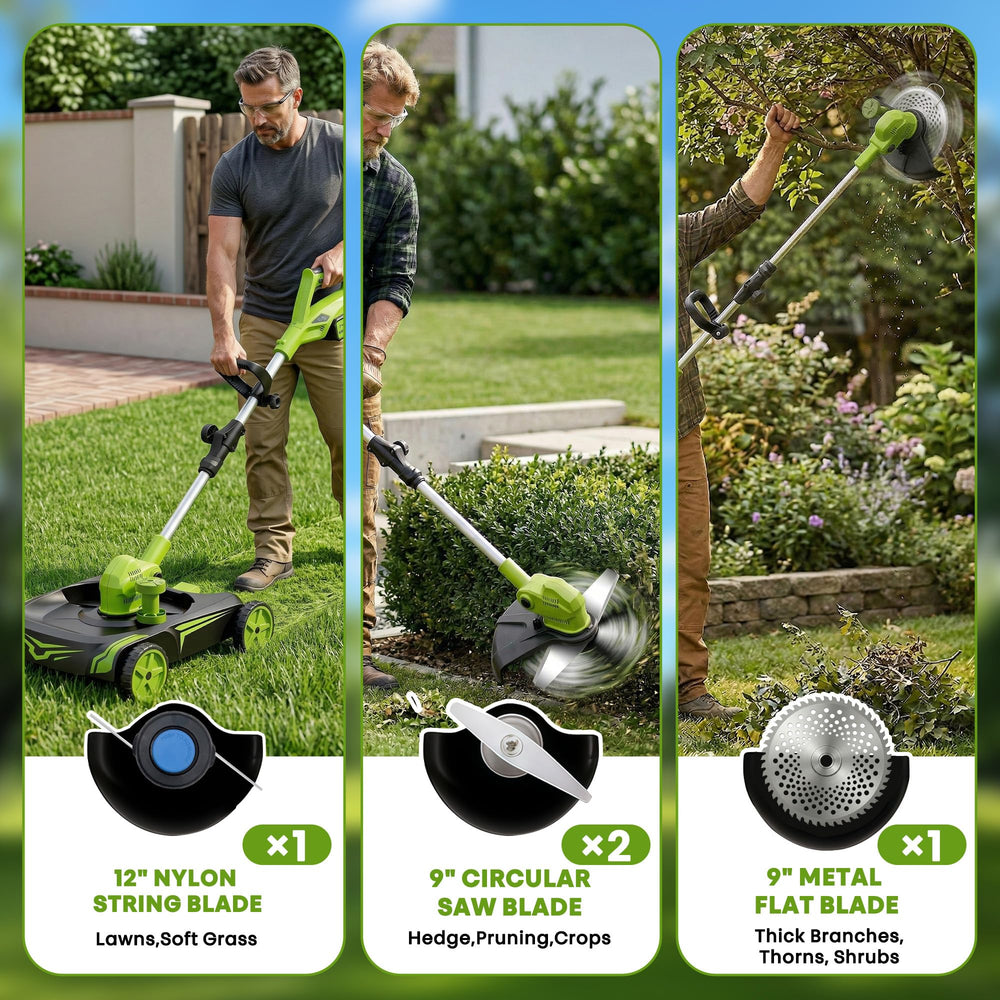 iToolMax nylon string head mowing grass and edging for tidy borders