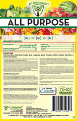 IV Organic label detail listing NPK and secondary nutrients for informed use