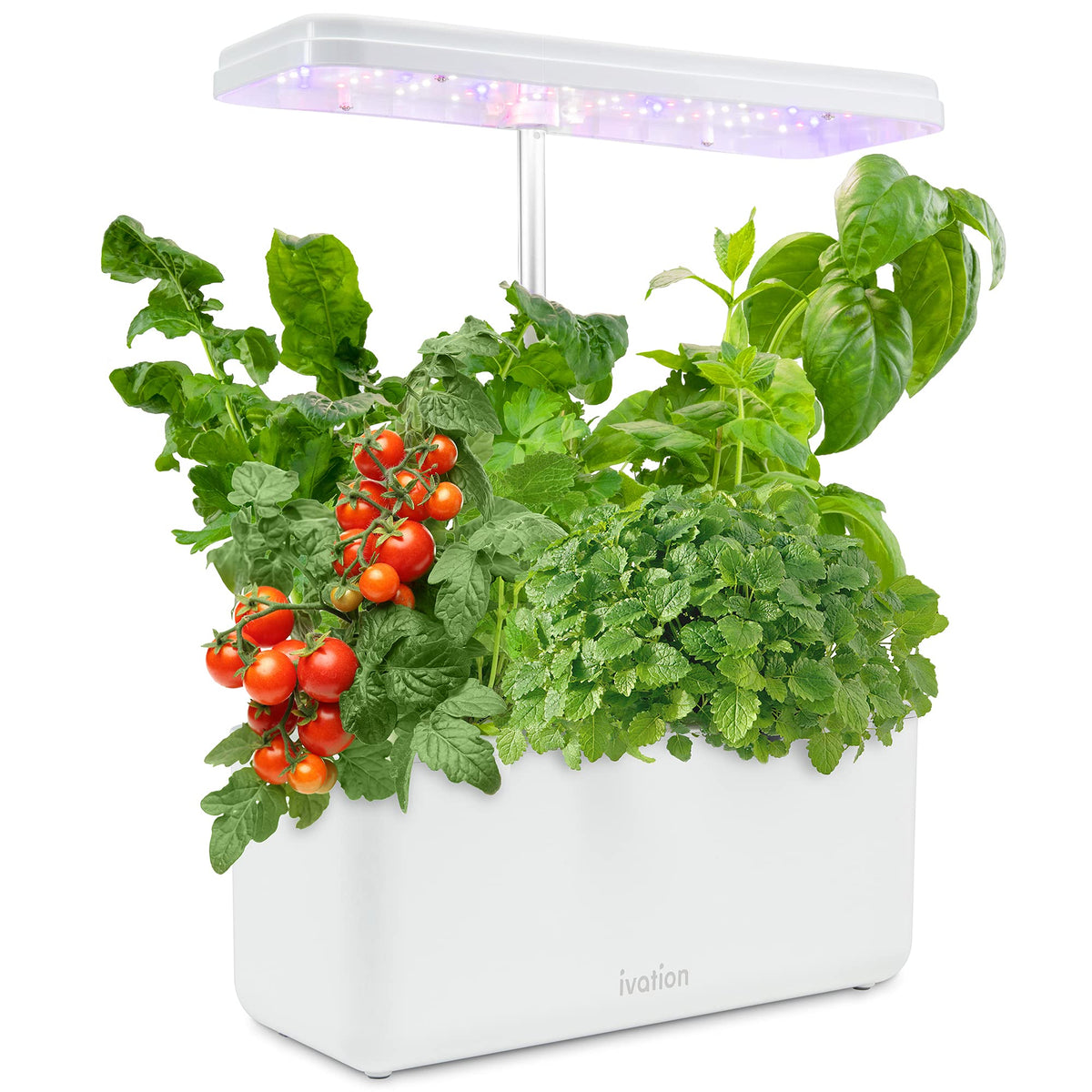 Ivation front view of full 7-pod hydroponic kit, easy countertop gardening
