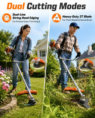 IVOVI dual-line head image demonstrating smooth grass trimming and precise edging