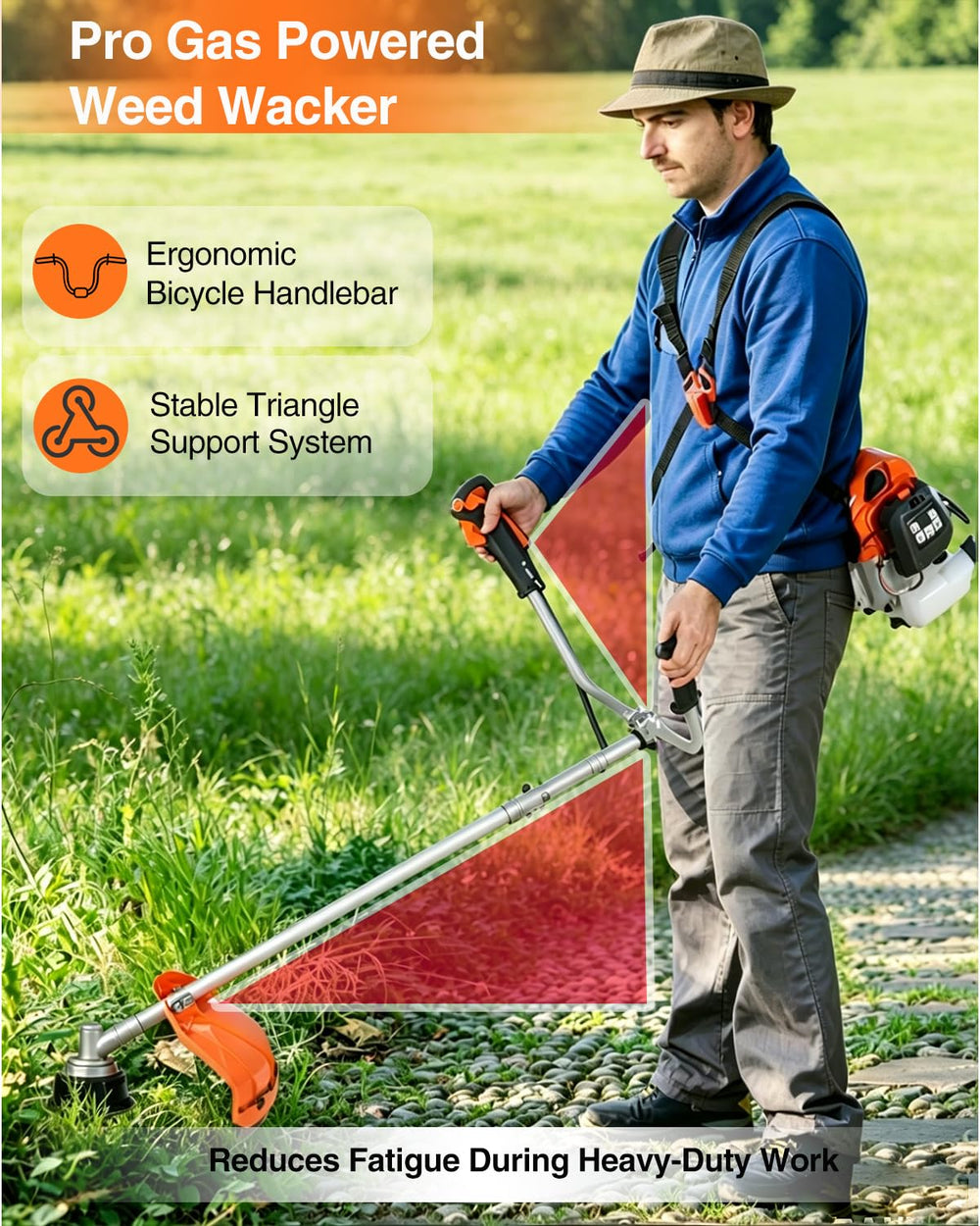 IVOVI in-use cutting tall grass showing fast clearing and high torque performance