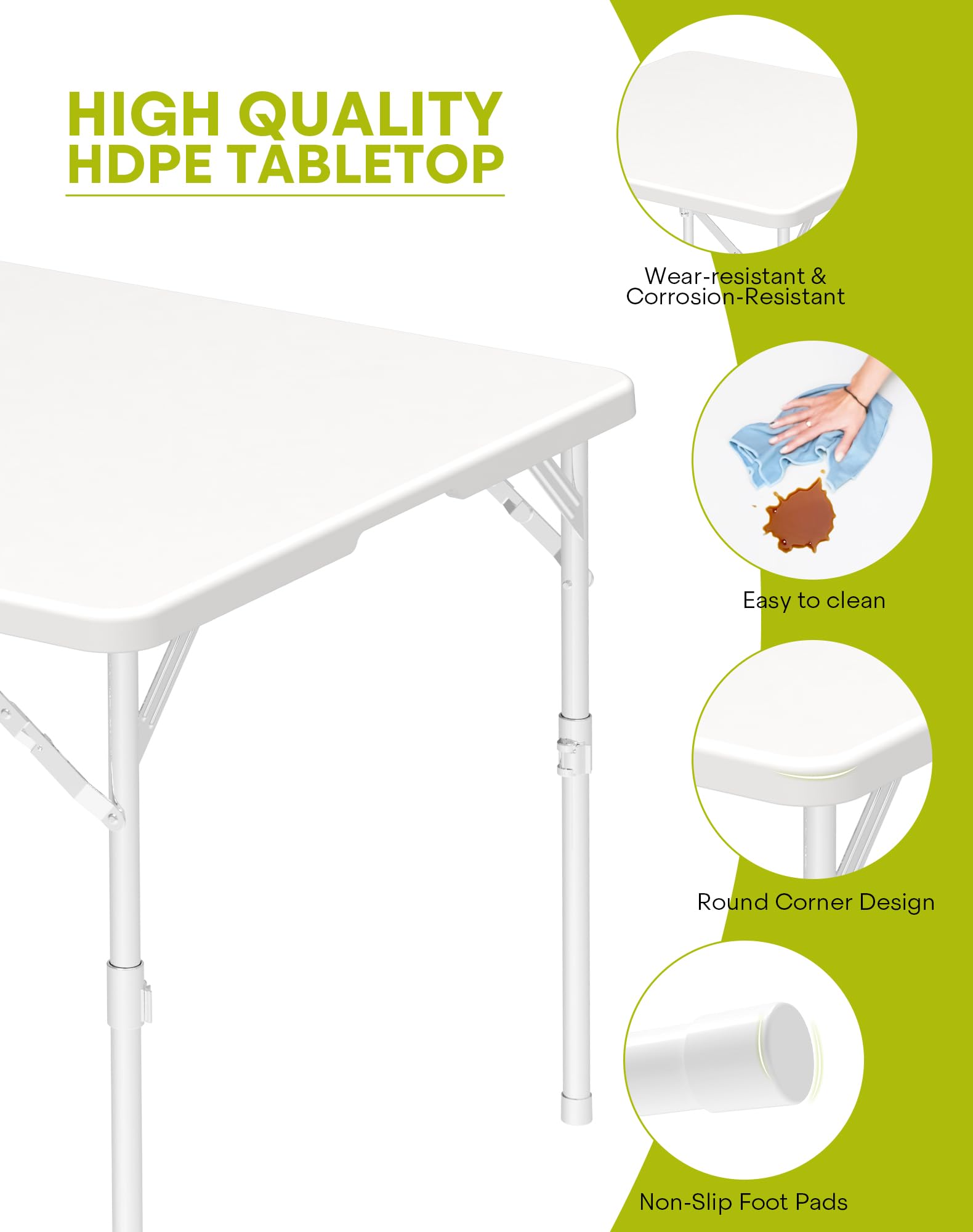 IWDOO tabletop texture close-up showing stain-resistant surface benefit easy cleanup