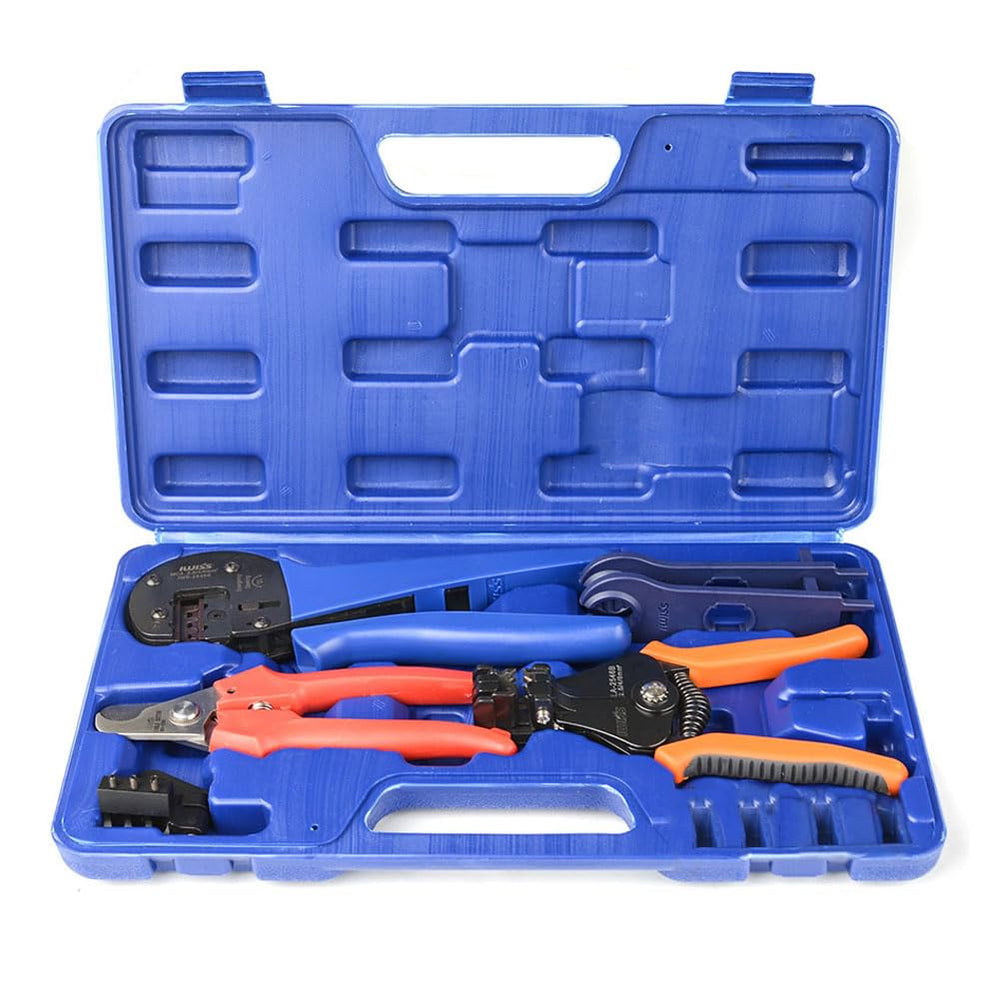 IWISS front layout of full iCrimp kit showing all tools and case for jobsite readiness