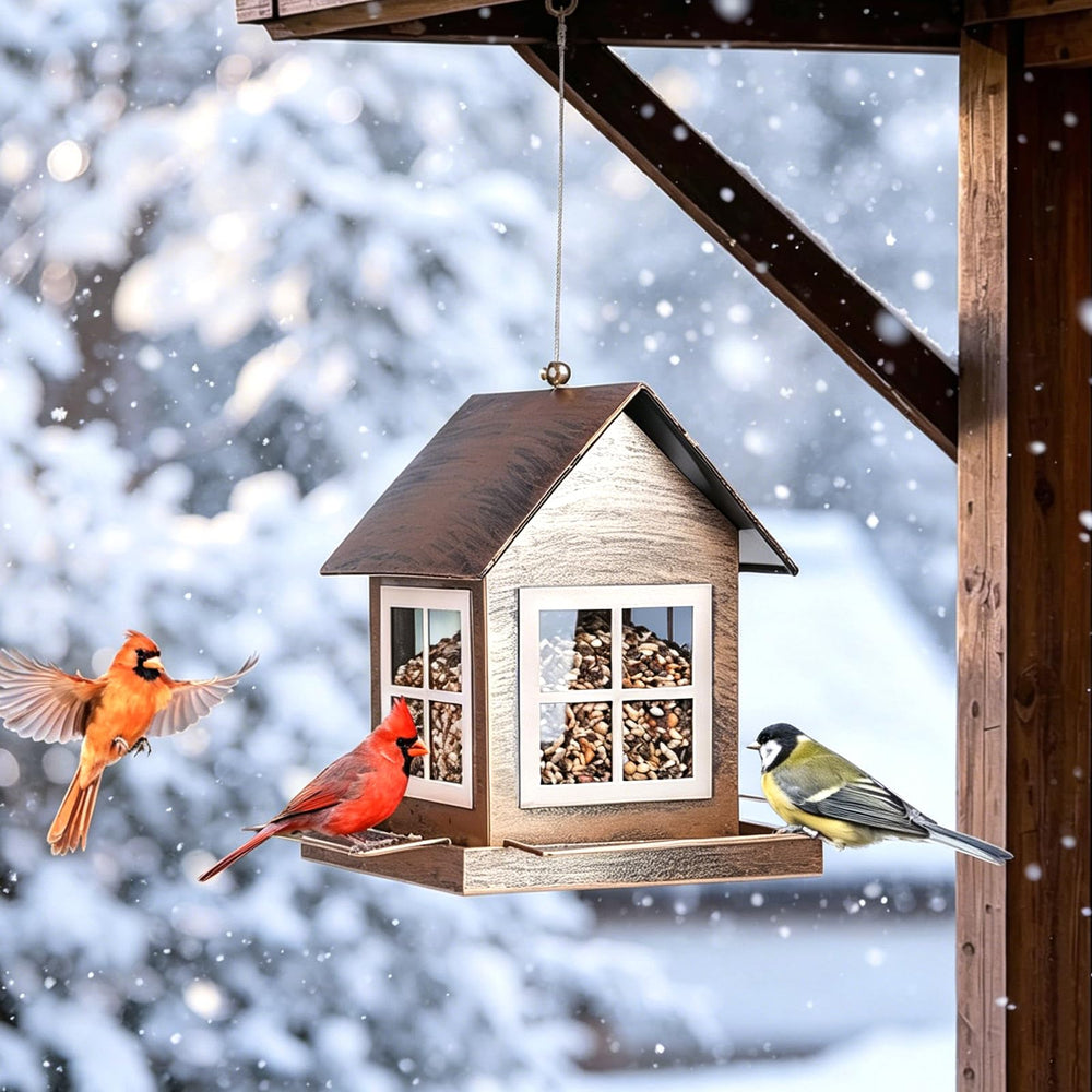 IWNTWY feeder hanging on porch showing decorative outdoor placement benefit