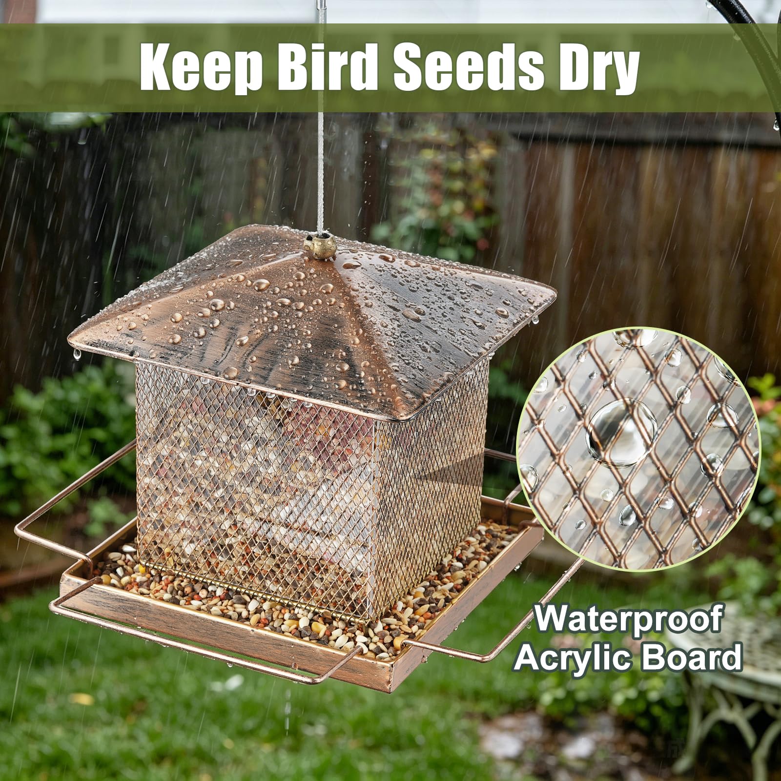 IWNTWY feeder in garden among plants benefit of natural birdwatching scene
