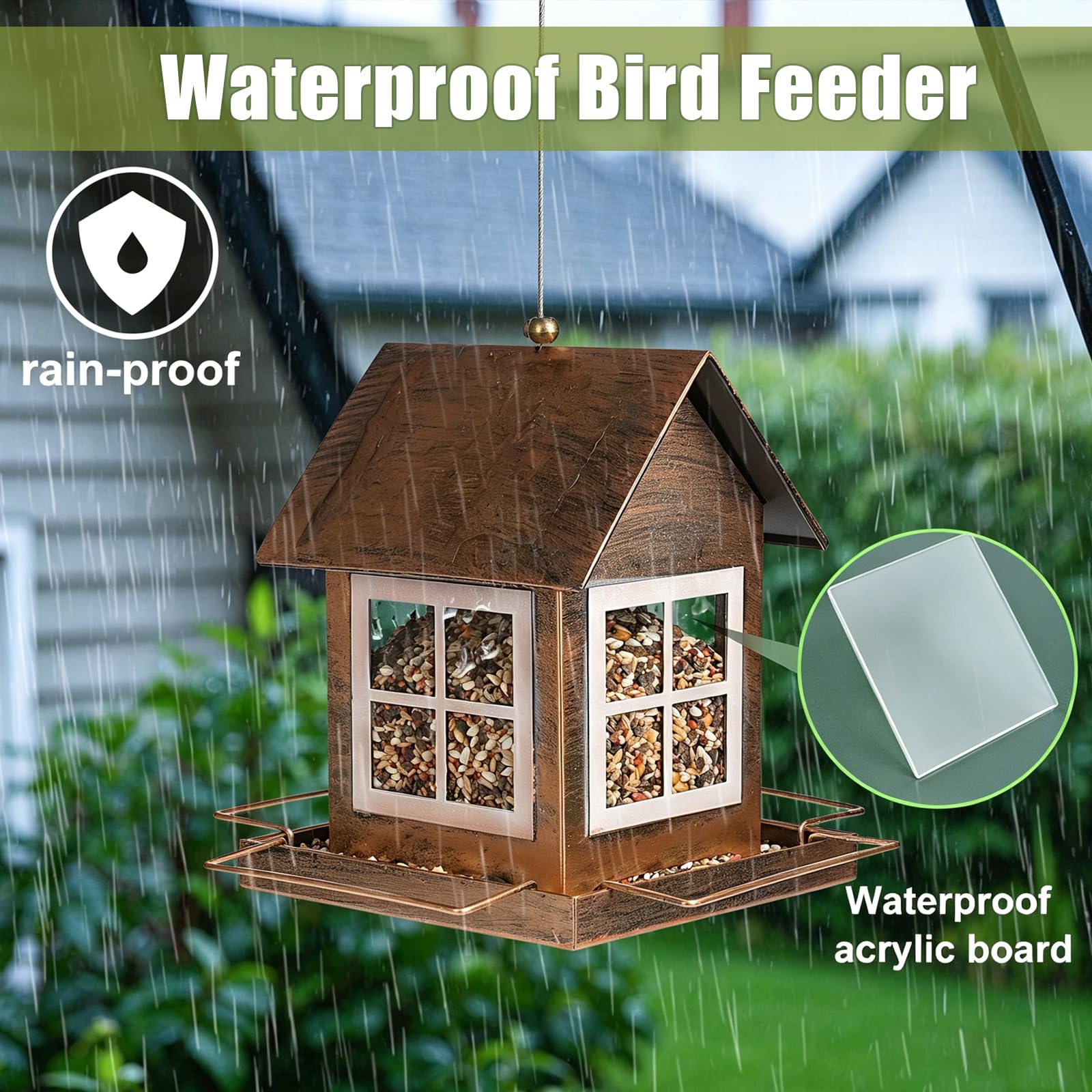 IWNTWY feeder in use with sparrow showing attraction and viewing benefit