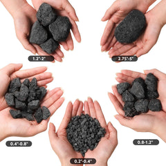 IwoodUS hand holding a 0.8–1.2 inch lava rock to show scale and easy placement benefits