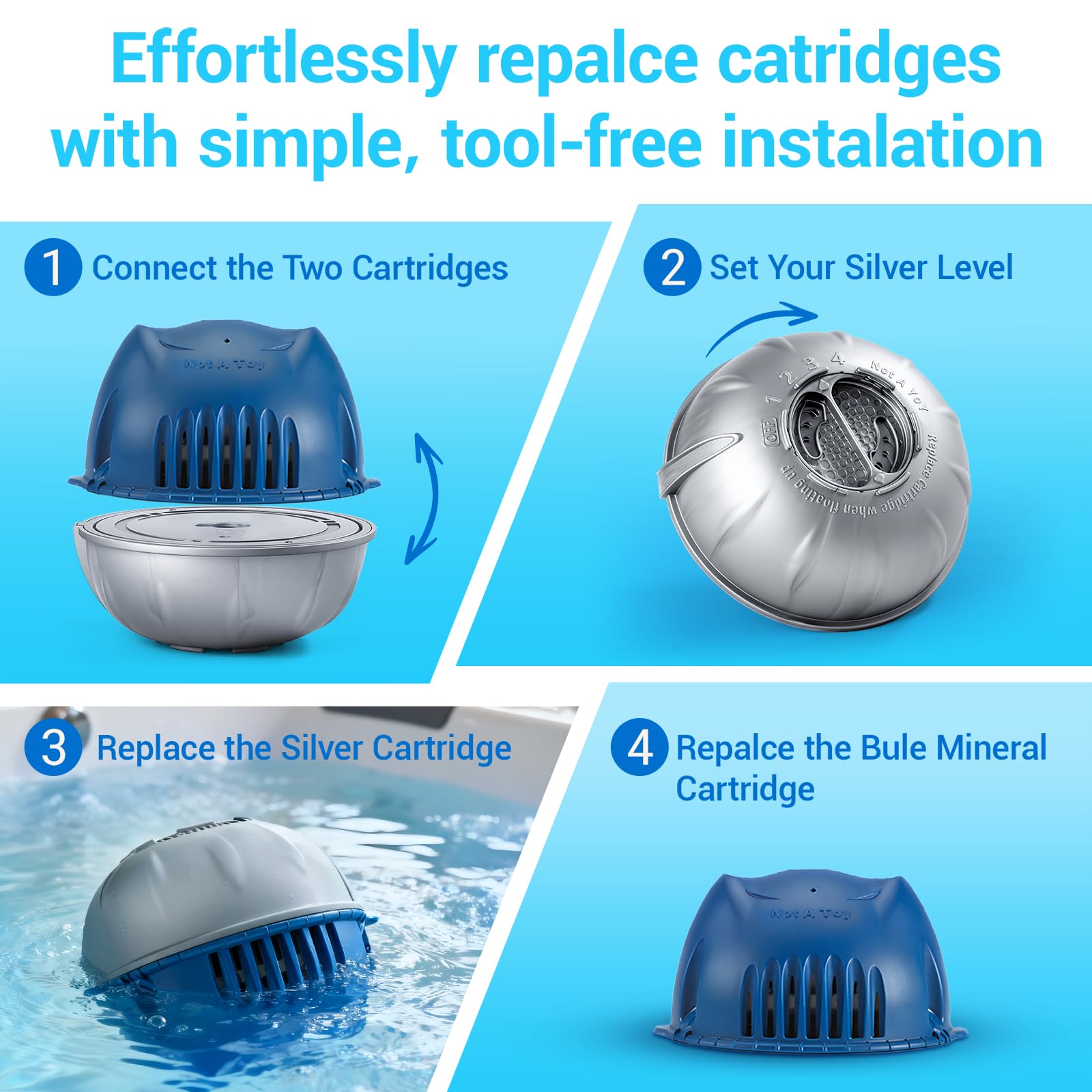 Izayoi cartridge installed in Frog Ease floater demonstrating simple drop-in setup and hands-off maintenance