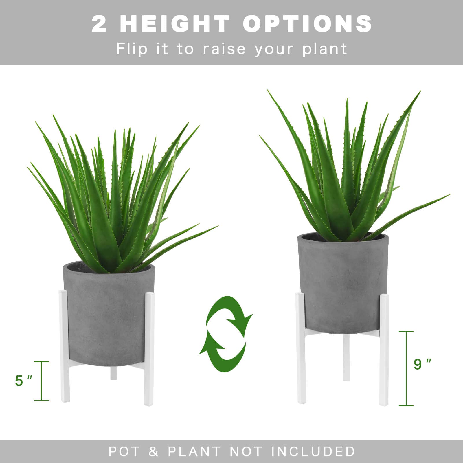IZIDDO two stands showing flipped height comparison for versatile display options