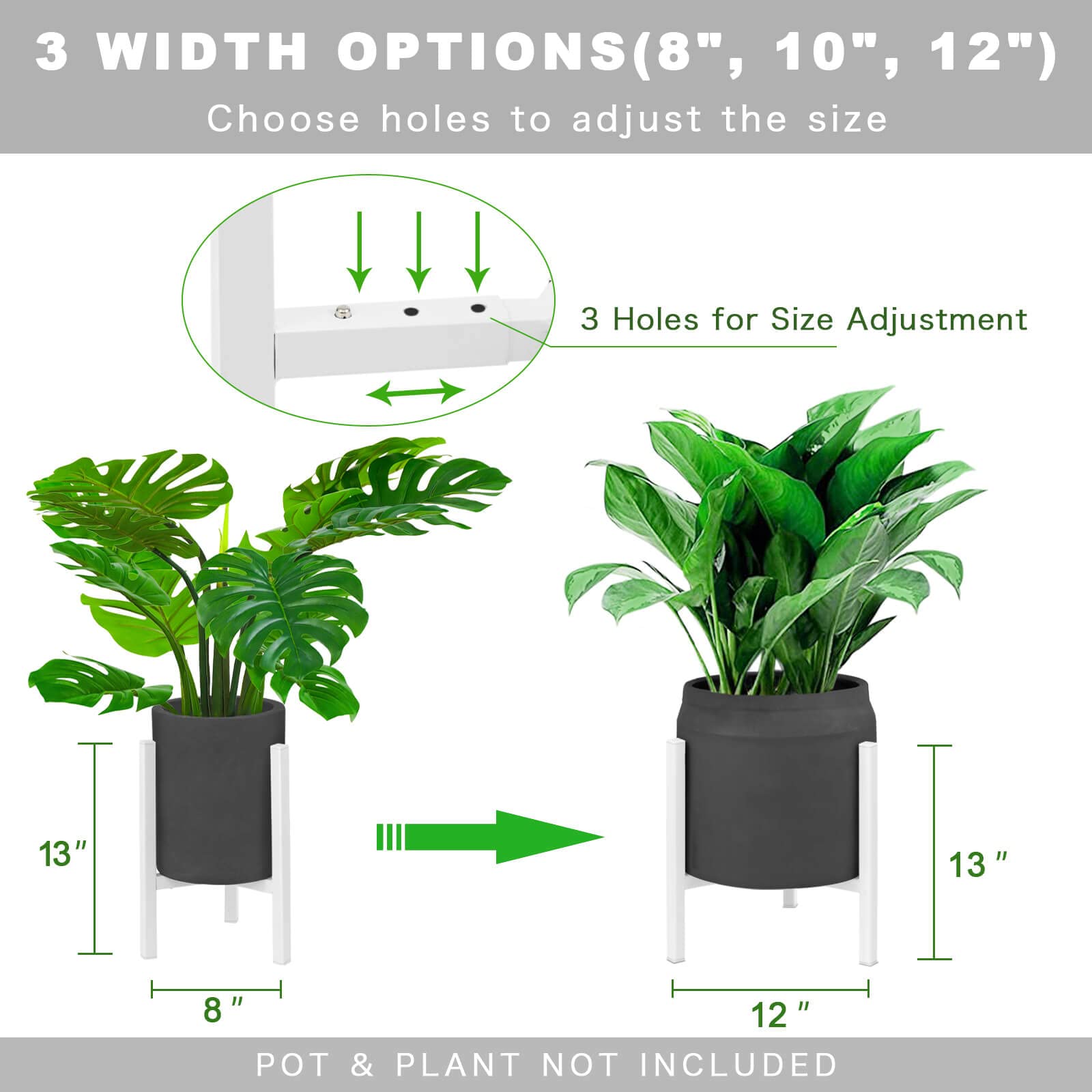 IZIDDO stand holding a 12-inch pot showing stable support for heavy planters